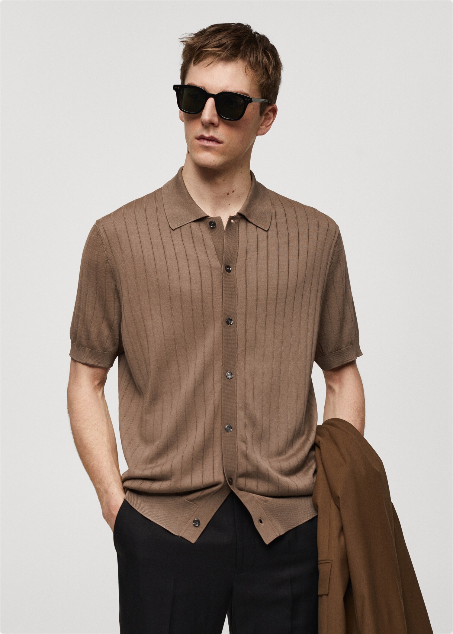 Strick-Poloshirt mit Knöpfen - Mittlere Ansicht