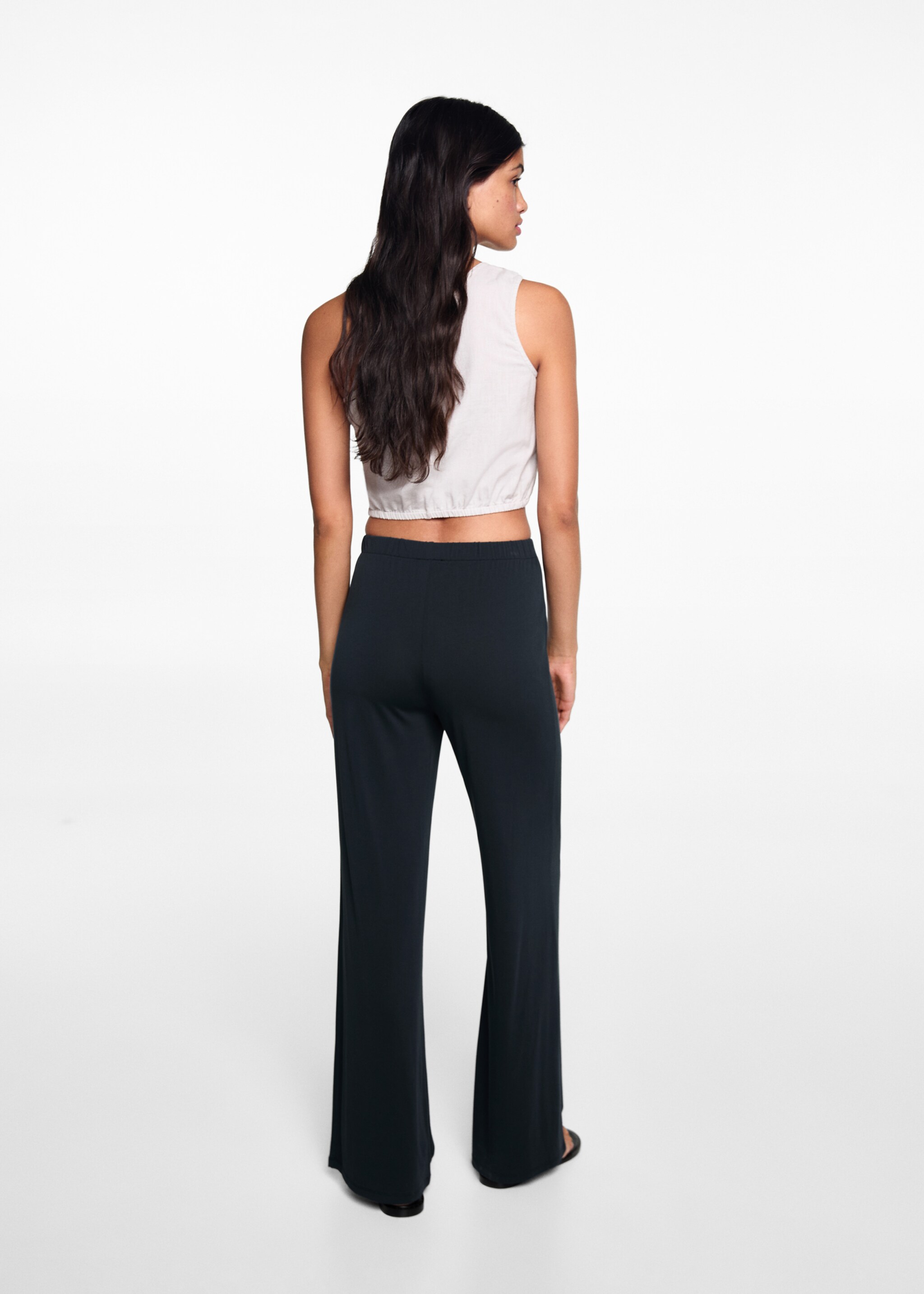 Straight-fit trousers with elastic waist - Reverse of the article, Charcoal. Ref: 67077715-00.