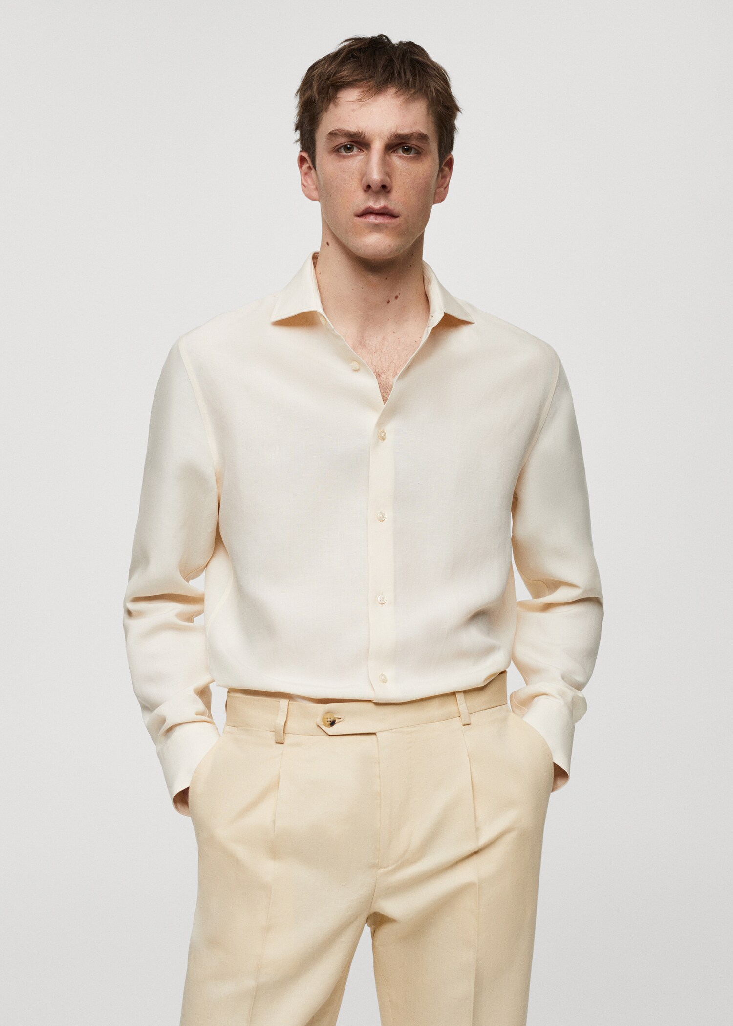 Slim-fit Tencel linen shirt - Medium plane