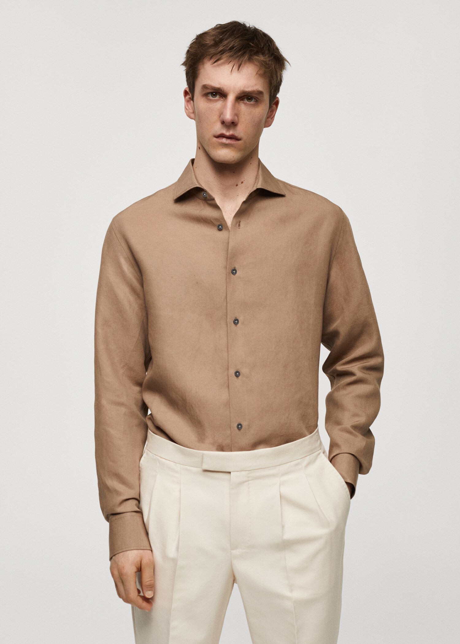 Slim-fit Tencel linen shirt - Medium plane