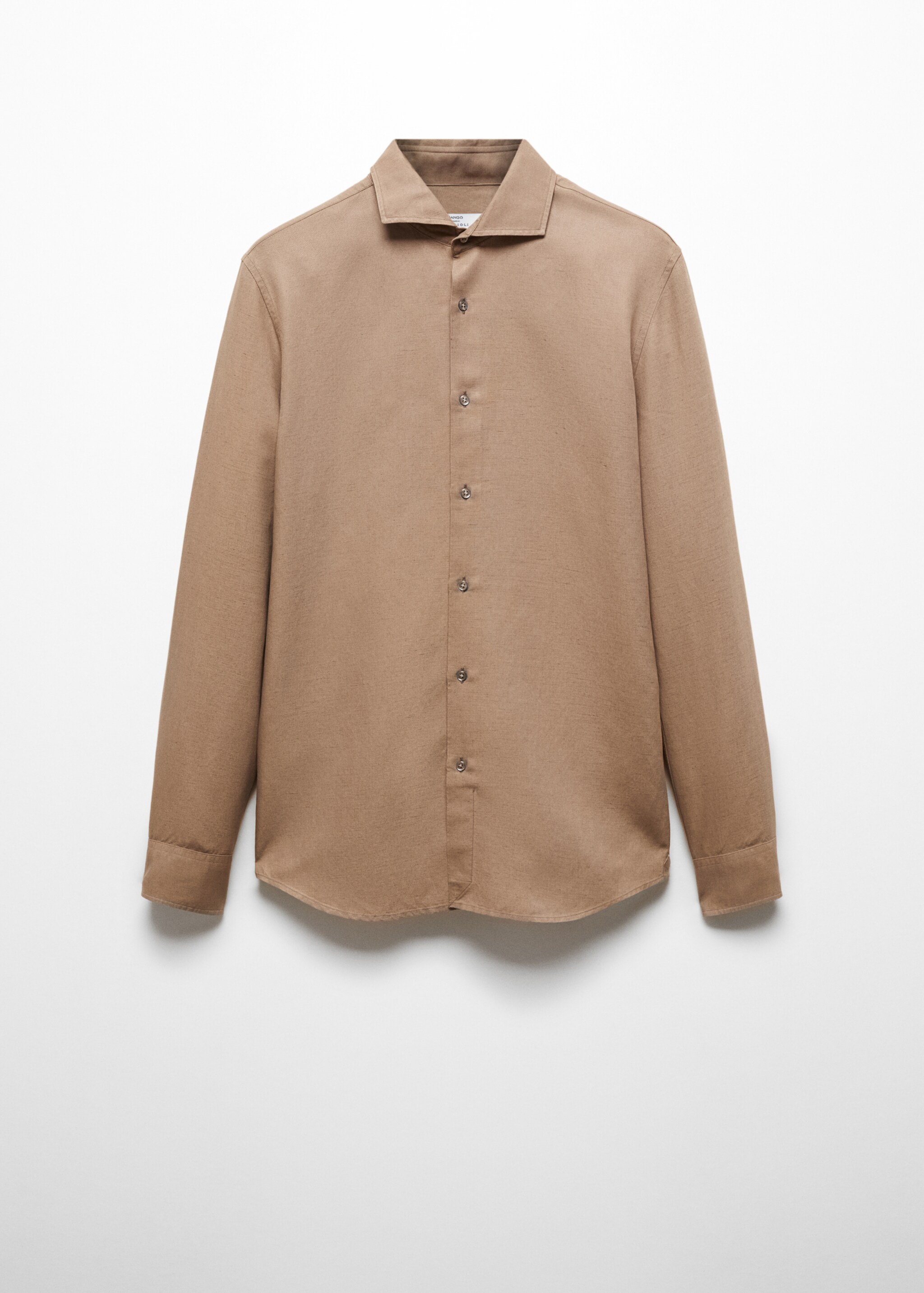 Slim-fit Tencel linen shirt - Article without model, Brown. Ref: 67077907-00.