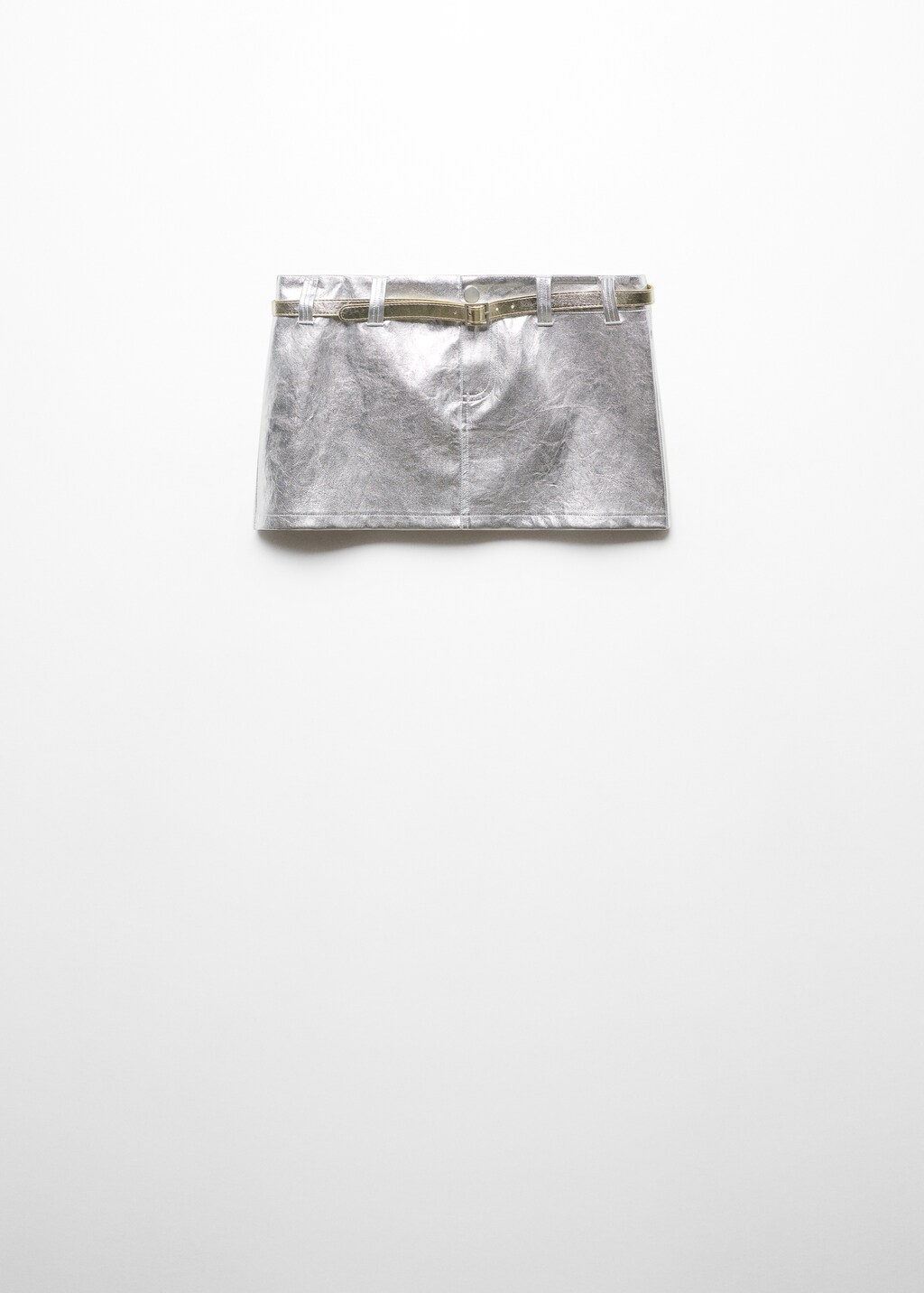 Metallic mini-skirt with belt - Women | MANGO OUTLET USA