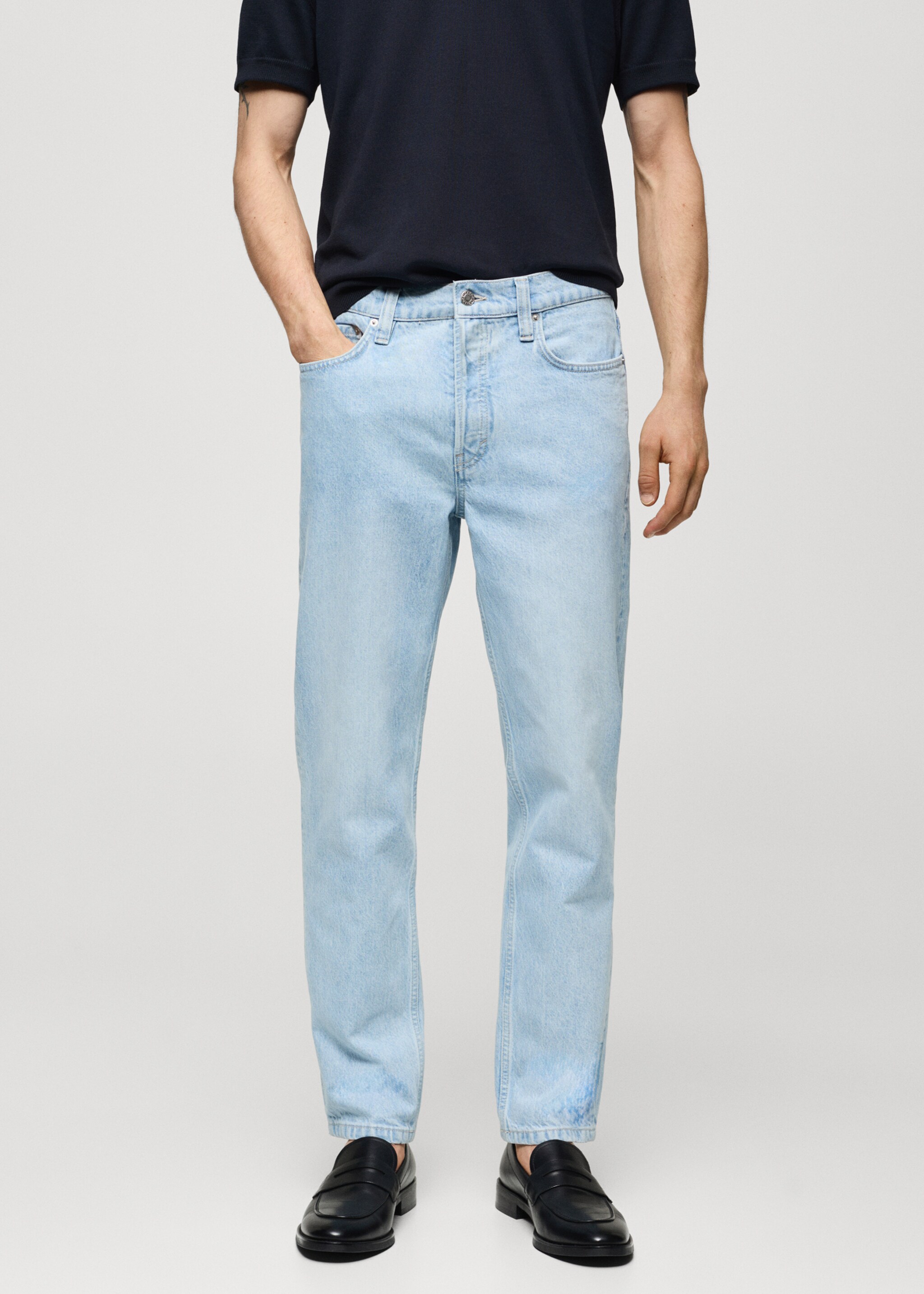 Jeans regular fit algodón tencel BERTO® - Plano medio, Azul claro. Ref: 67077910-00.