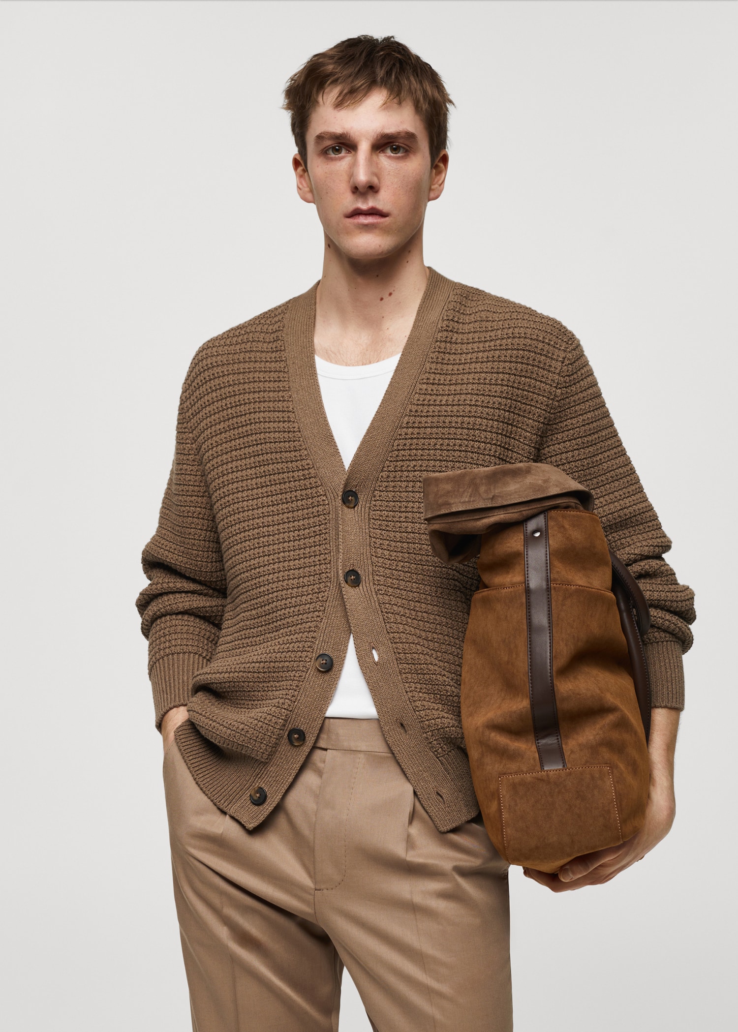 Strickjacke mit Zopfmuster und Knöpfen Herren MANGO OUTLET