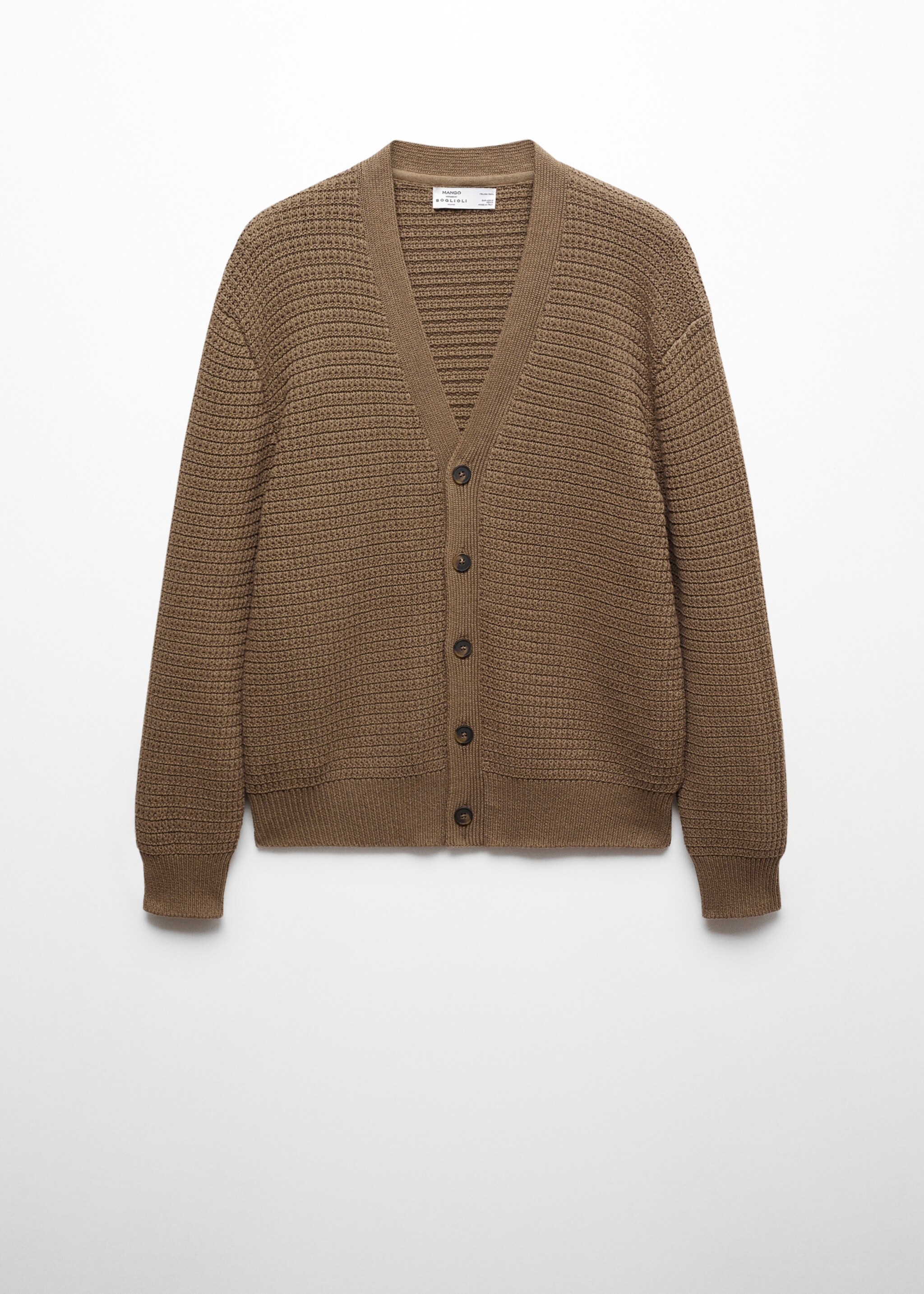 Buttoned knit braided cardigan - Article without model, Medium Green. Ref: 67077912-00.