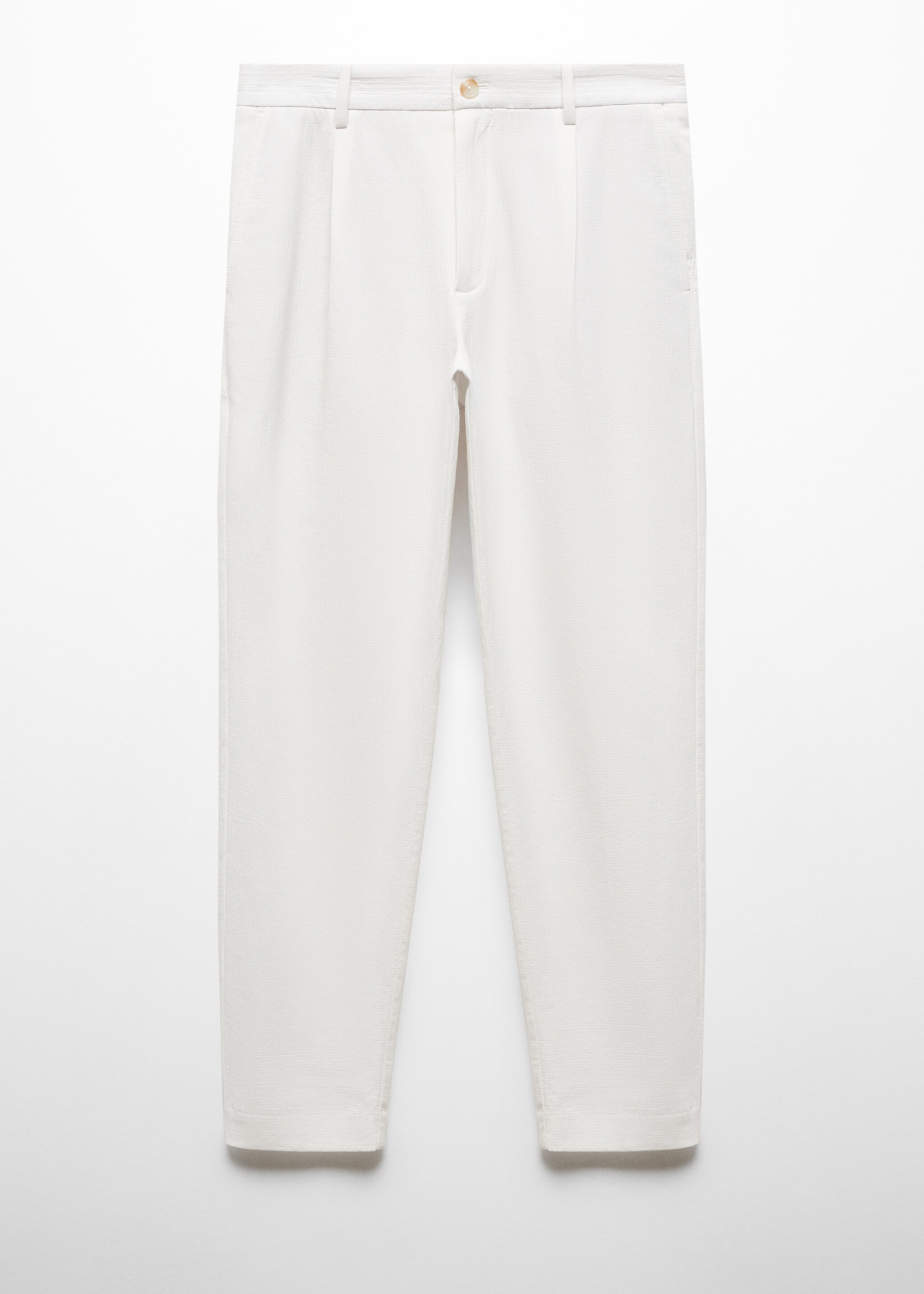 Pantalon coton brodé à pinces - Article sans modèle, Blanc cassé. Ref: 67077918-00.
