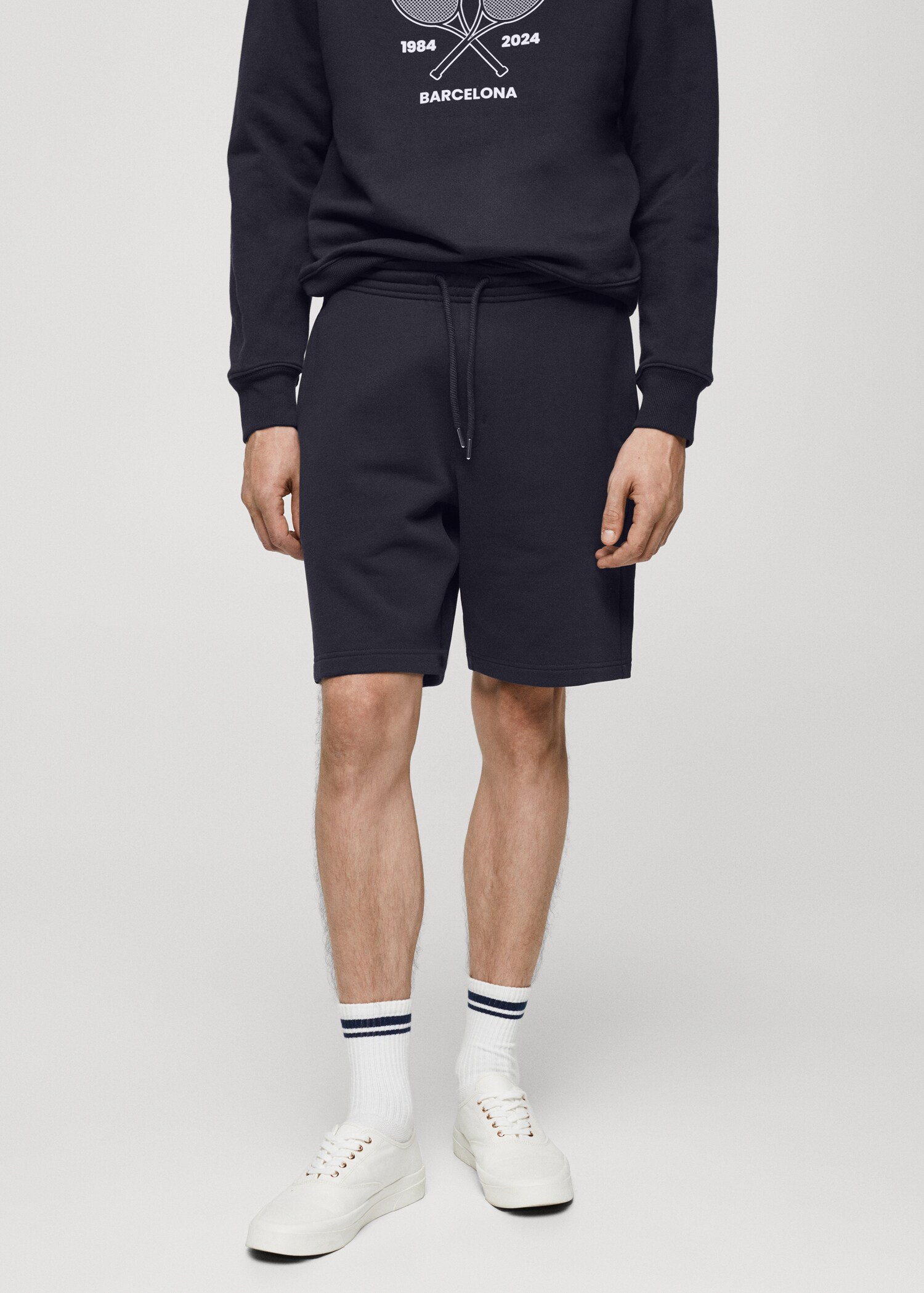 100% cotton bermuda shorts with drawstring - Medium plane