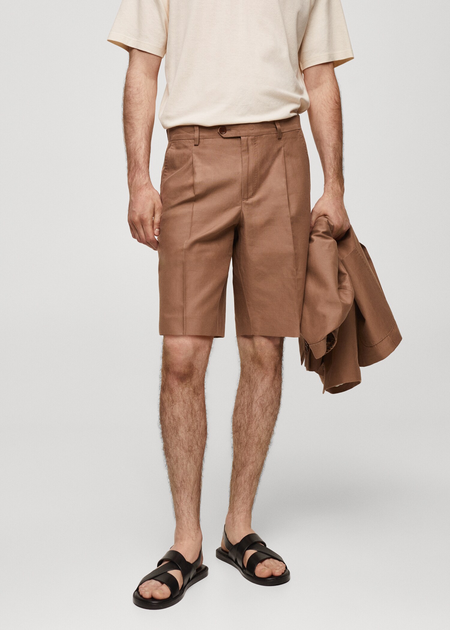 Cotton linen suit bermuda shorts - Medium plane