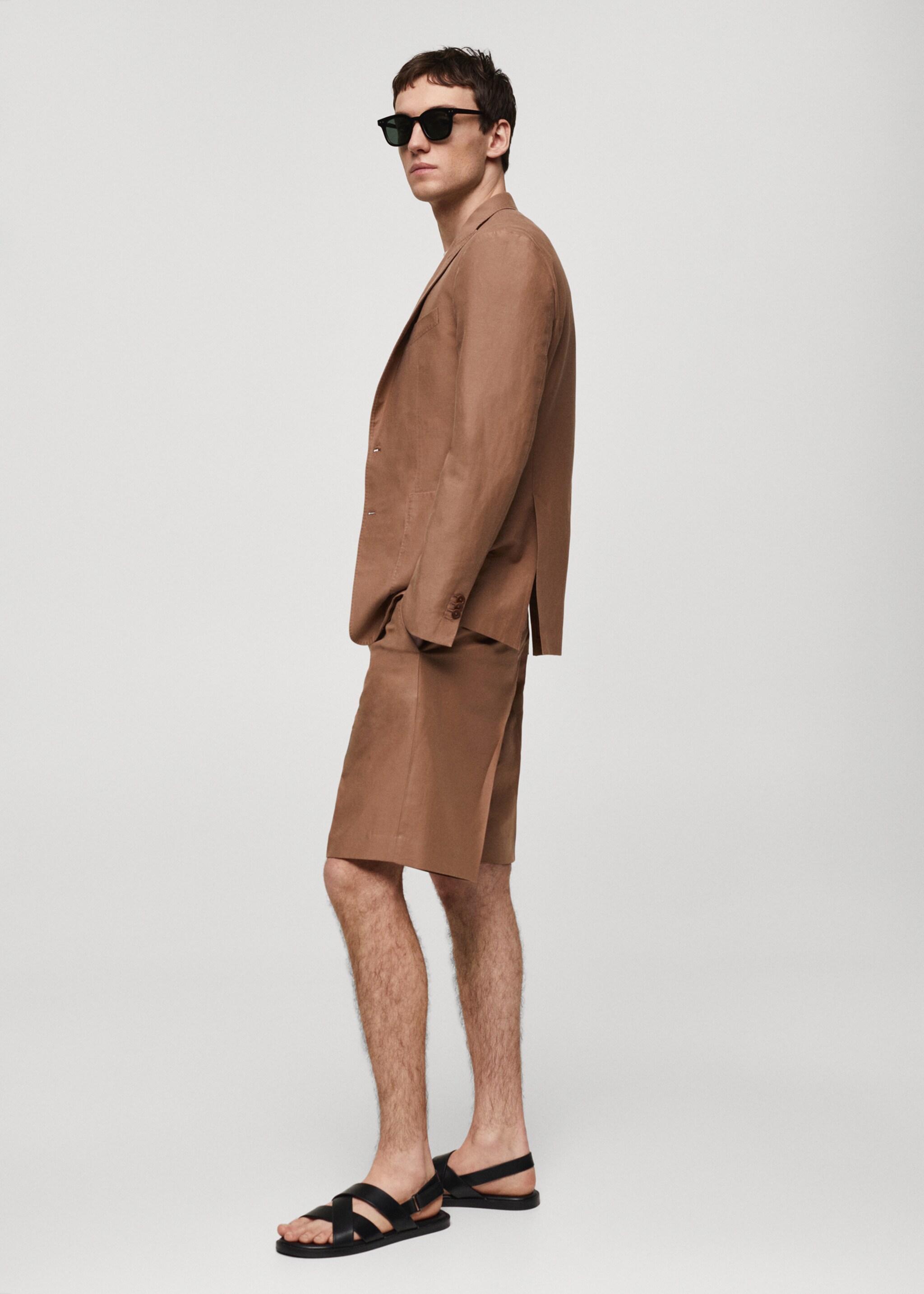 Cotton linen suit bermuda shorts - Details of the article 2, Burnt Orange. Ref: 67078267-00.