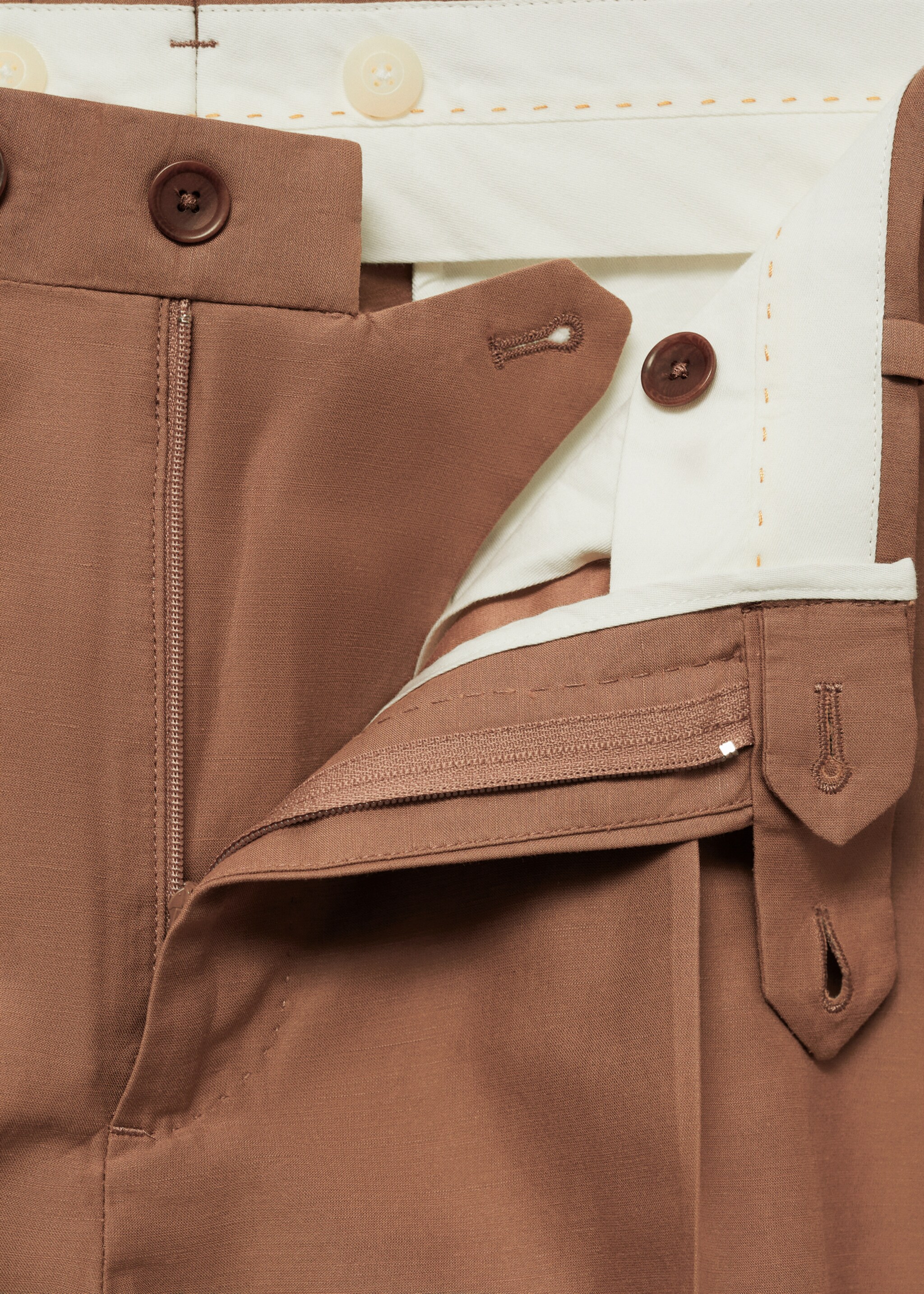 Cotton linen suit bermuda shorts - Details of the article 8, Burnt Orange. Ref: 67078267-00.
