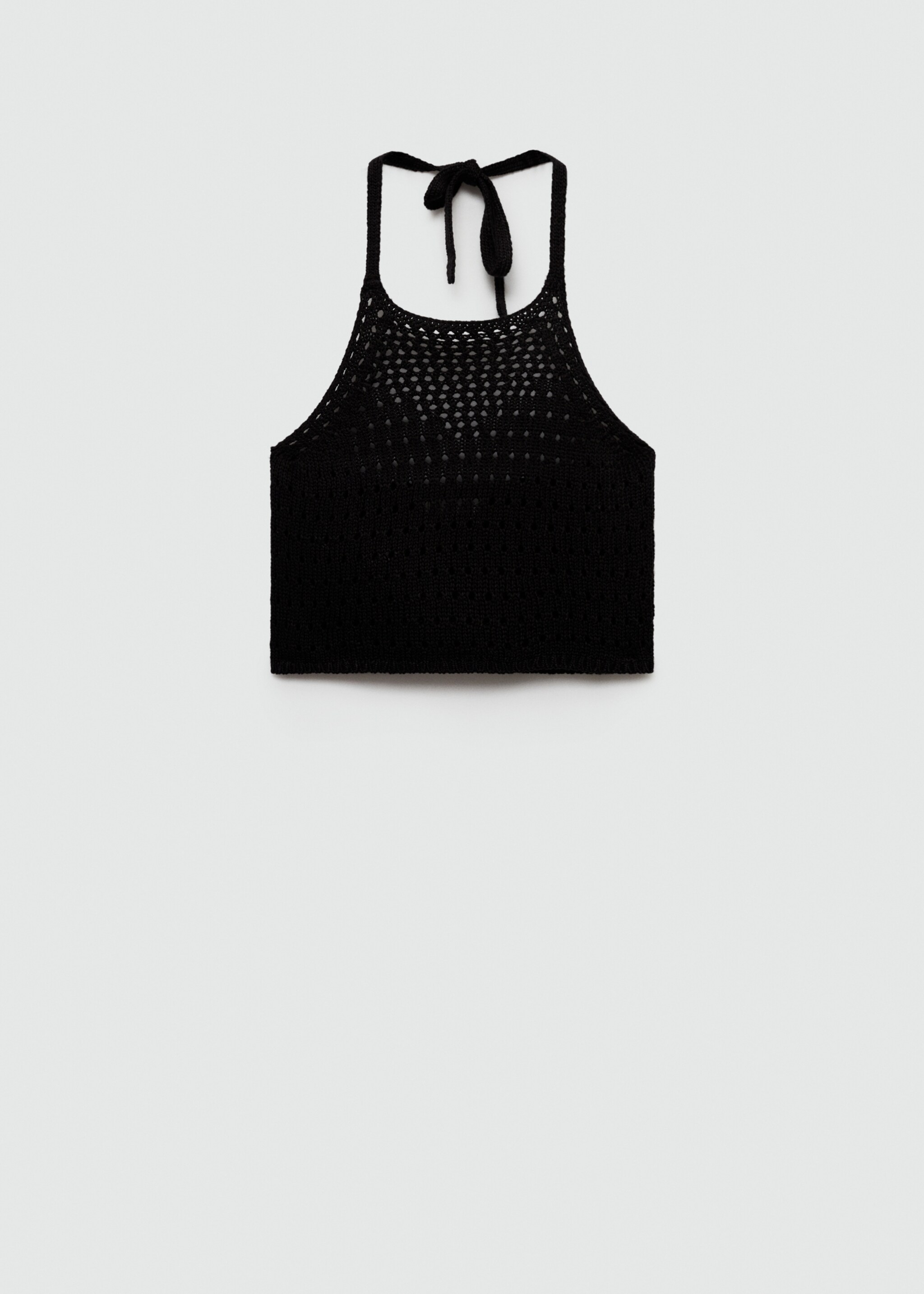 Halter neck crochet top - Article without model, Black. Ref: 67078271-00.