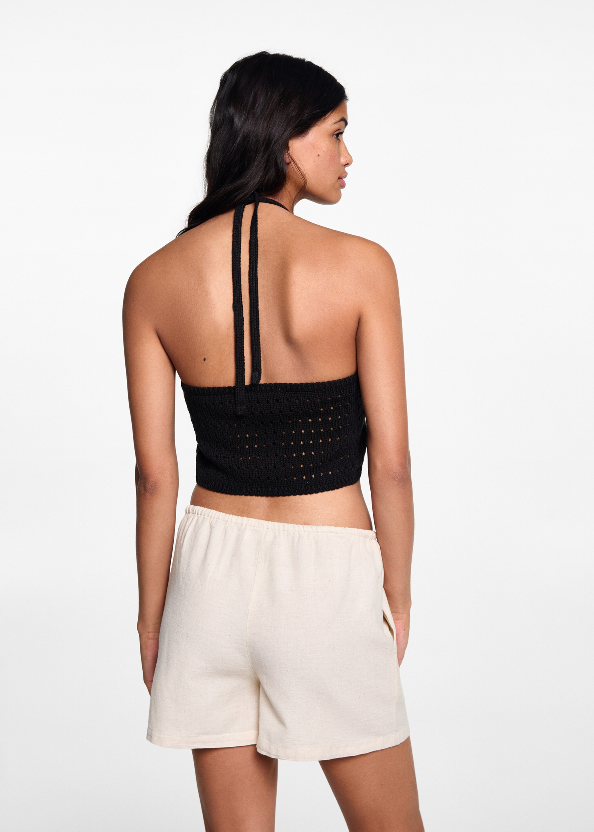 Halter neck crochet top - Reverse of the article, Black. Ref: 67078271-00.