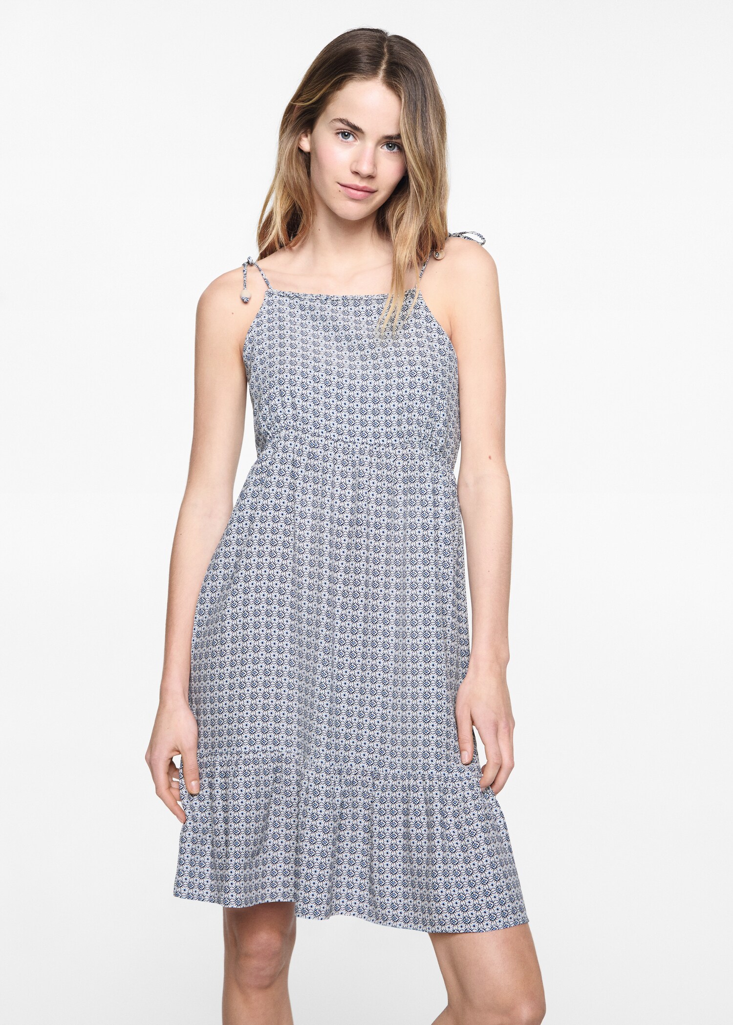 Bedrucktes Rüschenkleid - Mittlere Ansicht