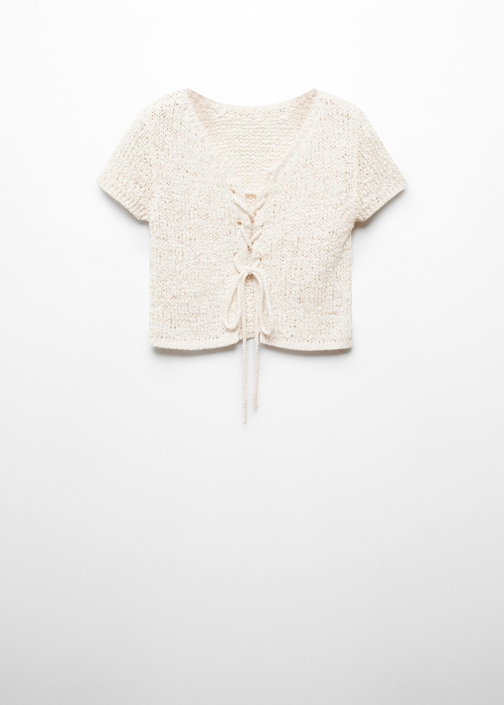Knitted top with bow closure - Women | MANGO OUTLET USA