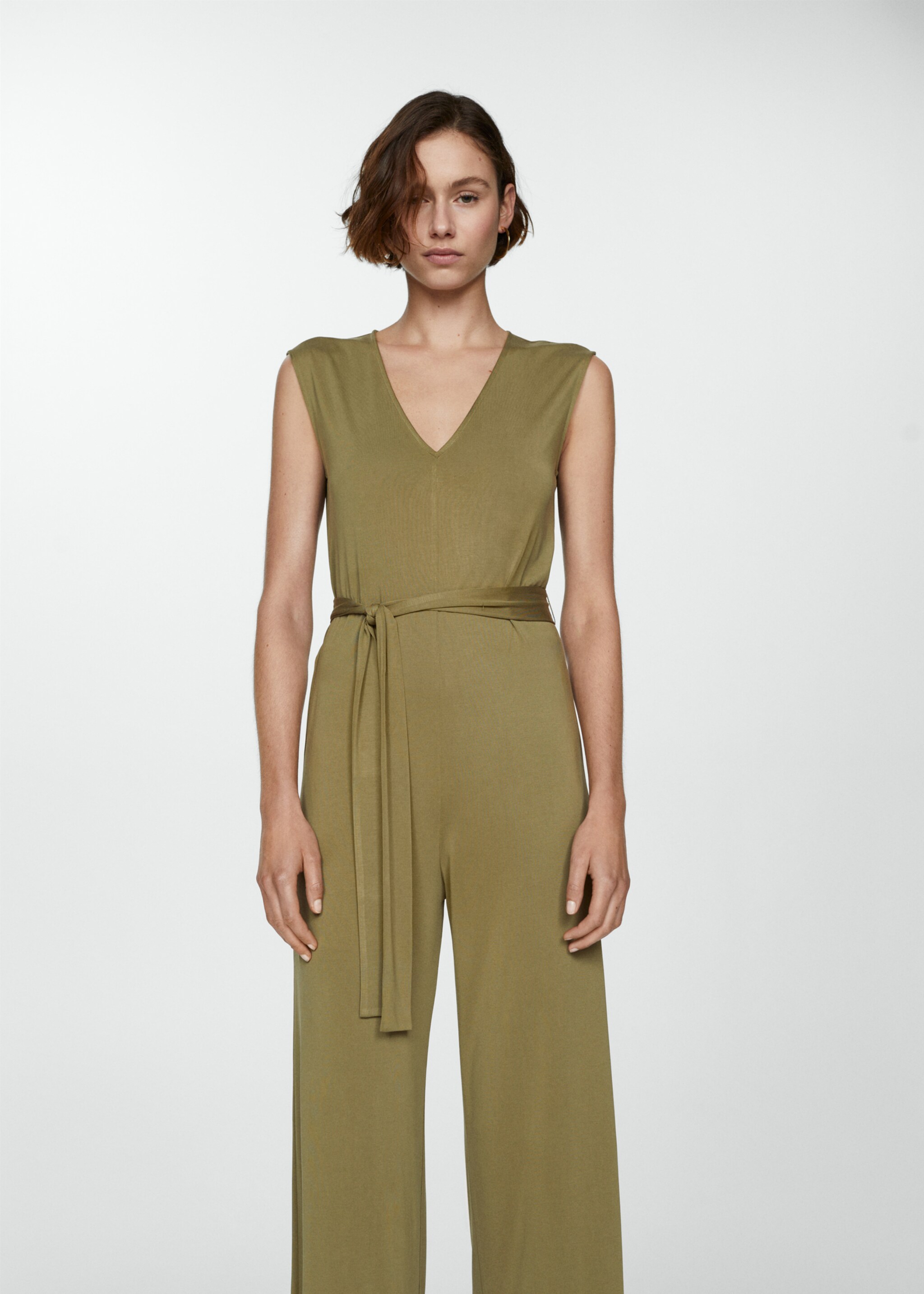 Jumpsuit lunga laccio - Piano medio, Kaki. Ref: 67078652-00.