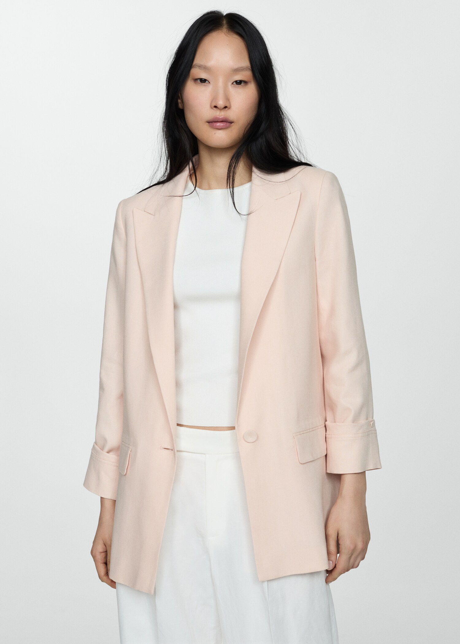 Linen jacket with buttoned cuffs - Medium plane