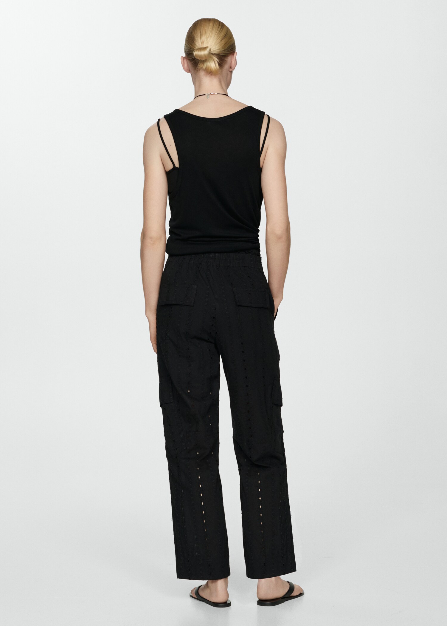 Embroidered cargo trousers - Reverse of the article