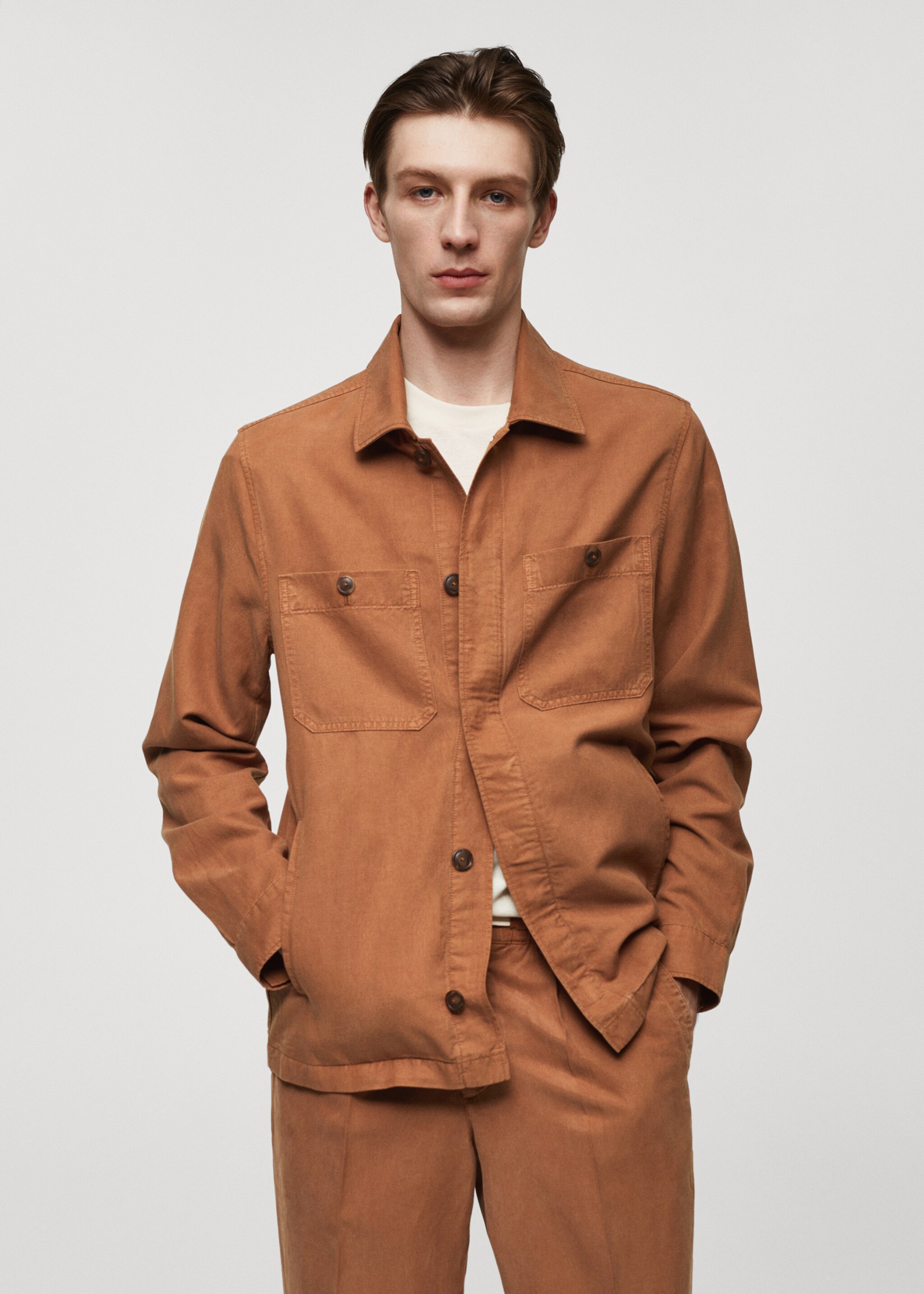 Sobrecamisa slim fit tencel lli - Pla mig