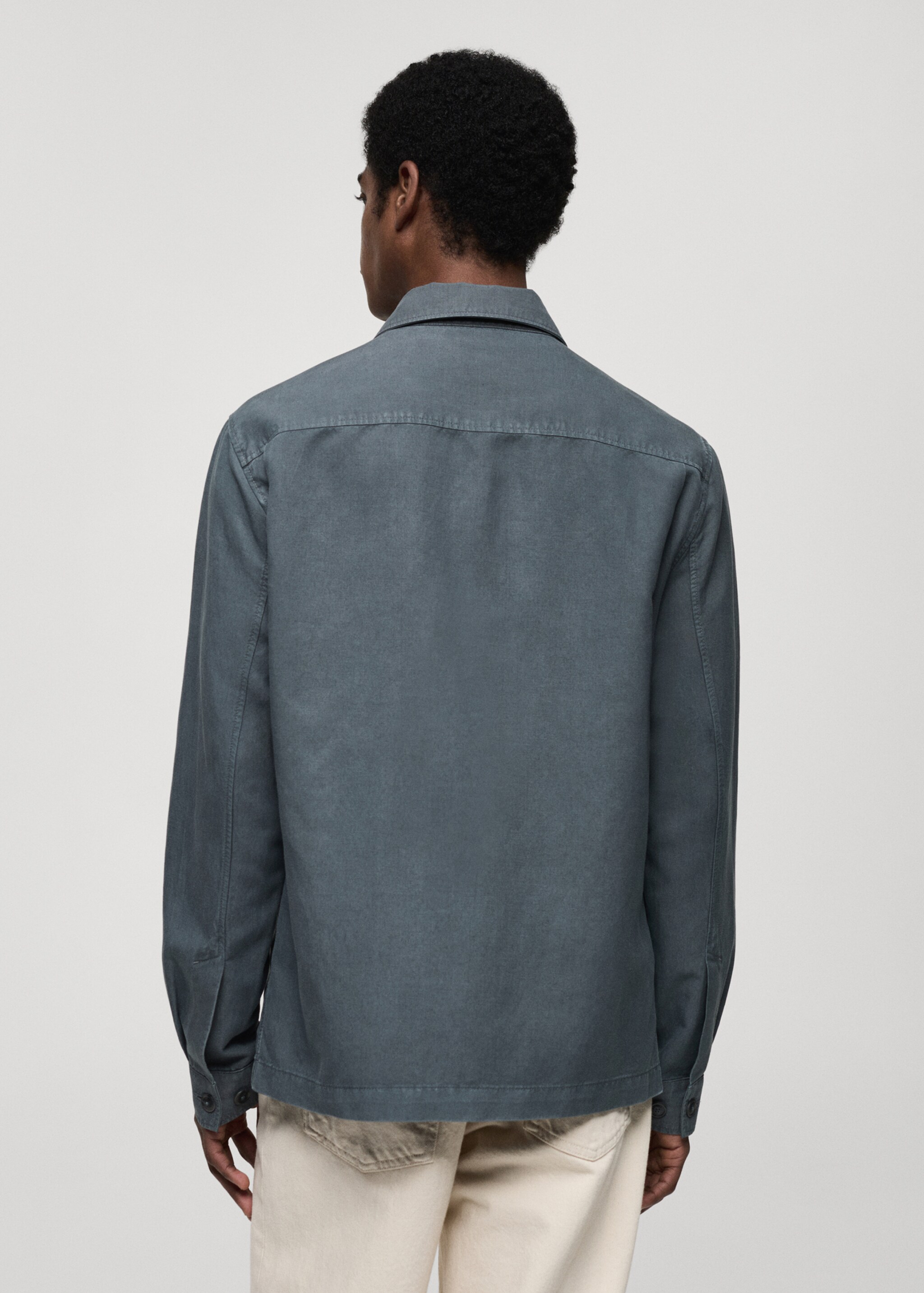 Slim-fit Tencel linen overshirt - Reverse of the article