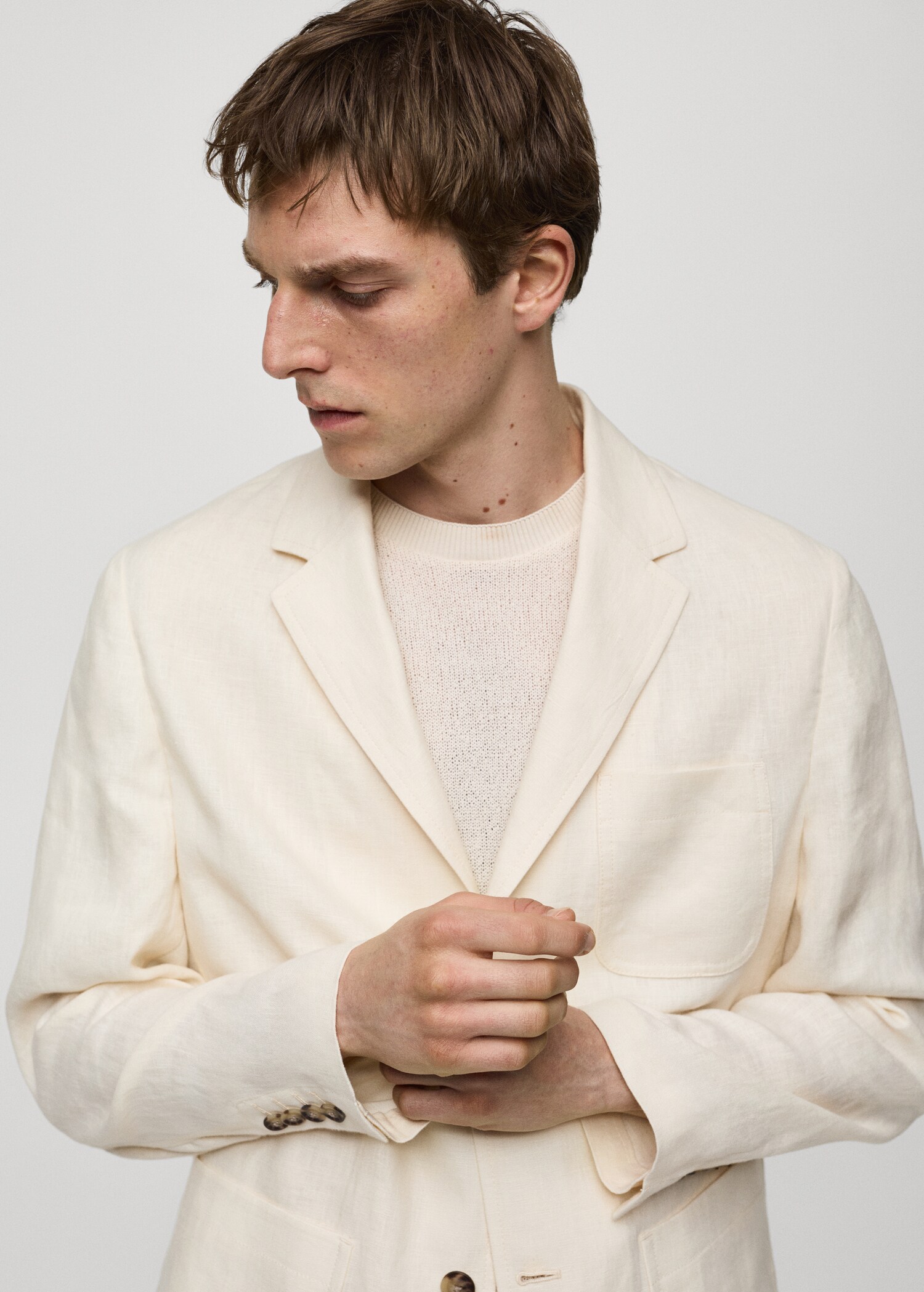 Relaxed-Fit-Blazer aus 100 % Leinen mit Taschen - Detail des Artikels 1