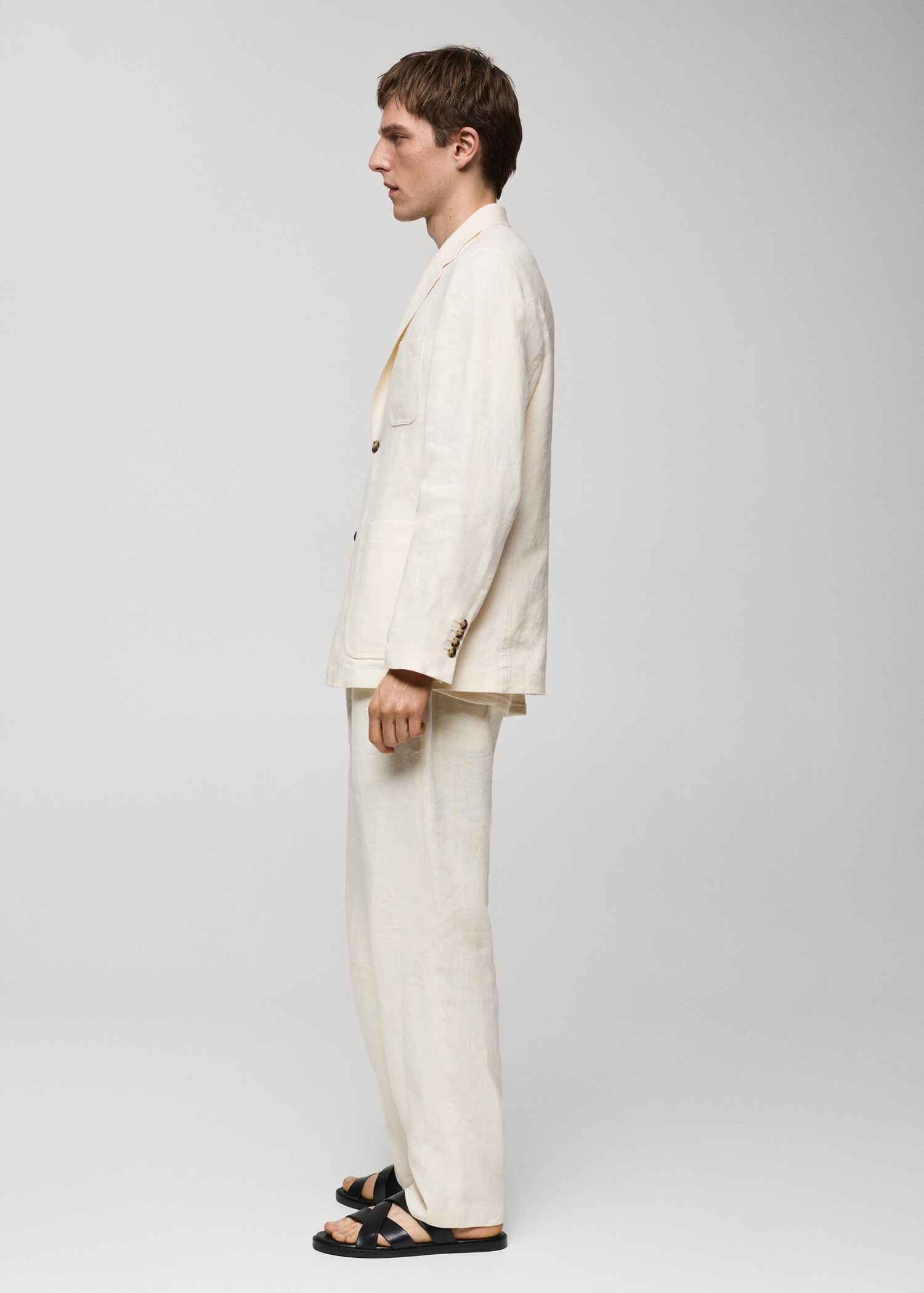 Relaxed-Fit-Blazer aus 100 % Leinen mit Taschen - Detail des Artikels 2