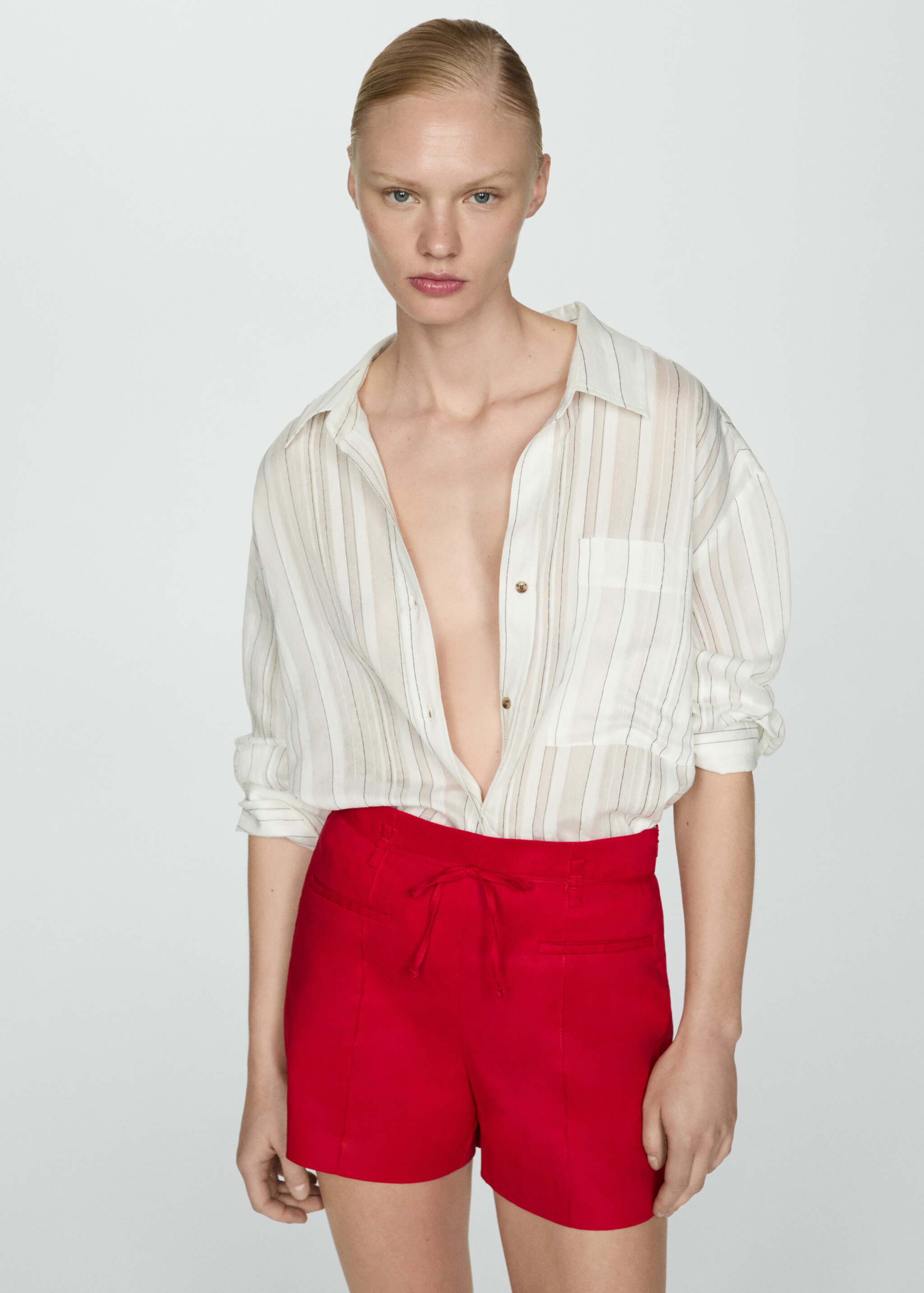 Linen shorts with bow - Medium plane