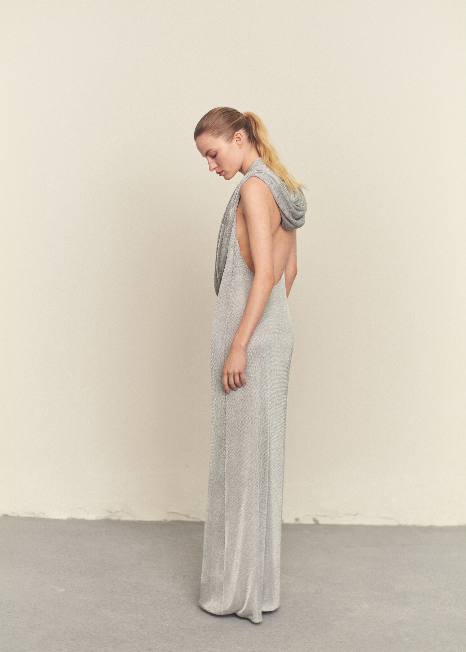Lurex multi-position hooded dress - Reverse of the article