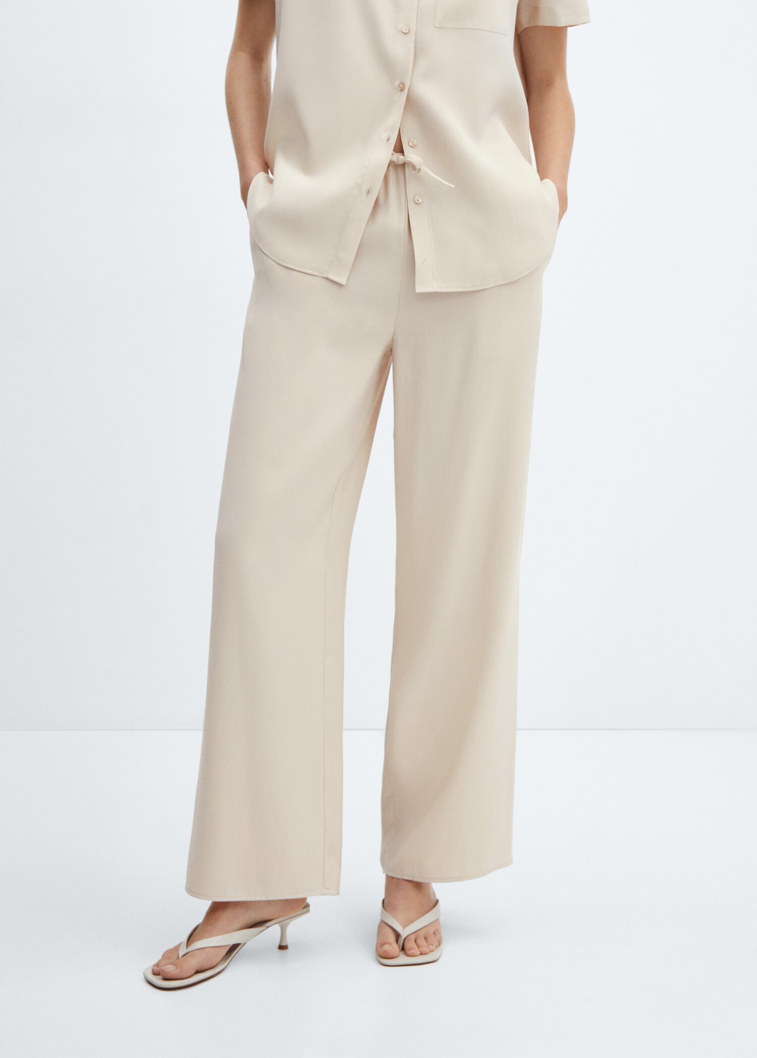 Wideleg trousers with elastic waist - Medium plane