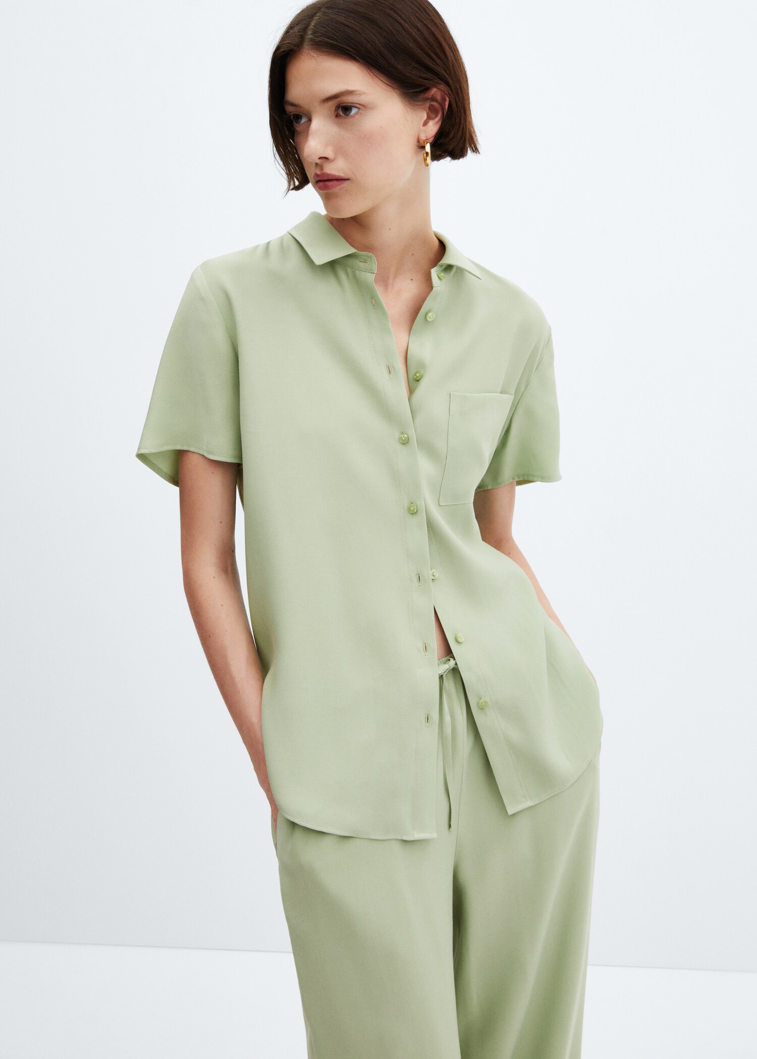 Wideleg trousers with elastic waist - Details of the article 1