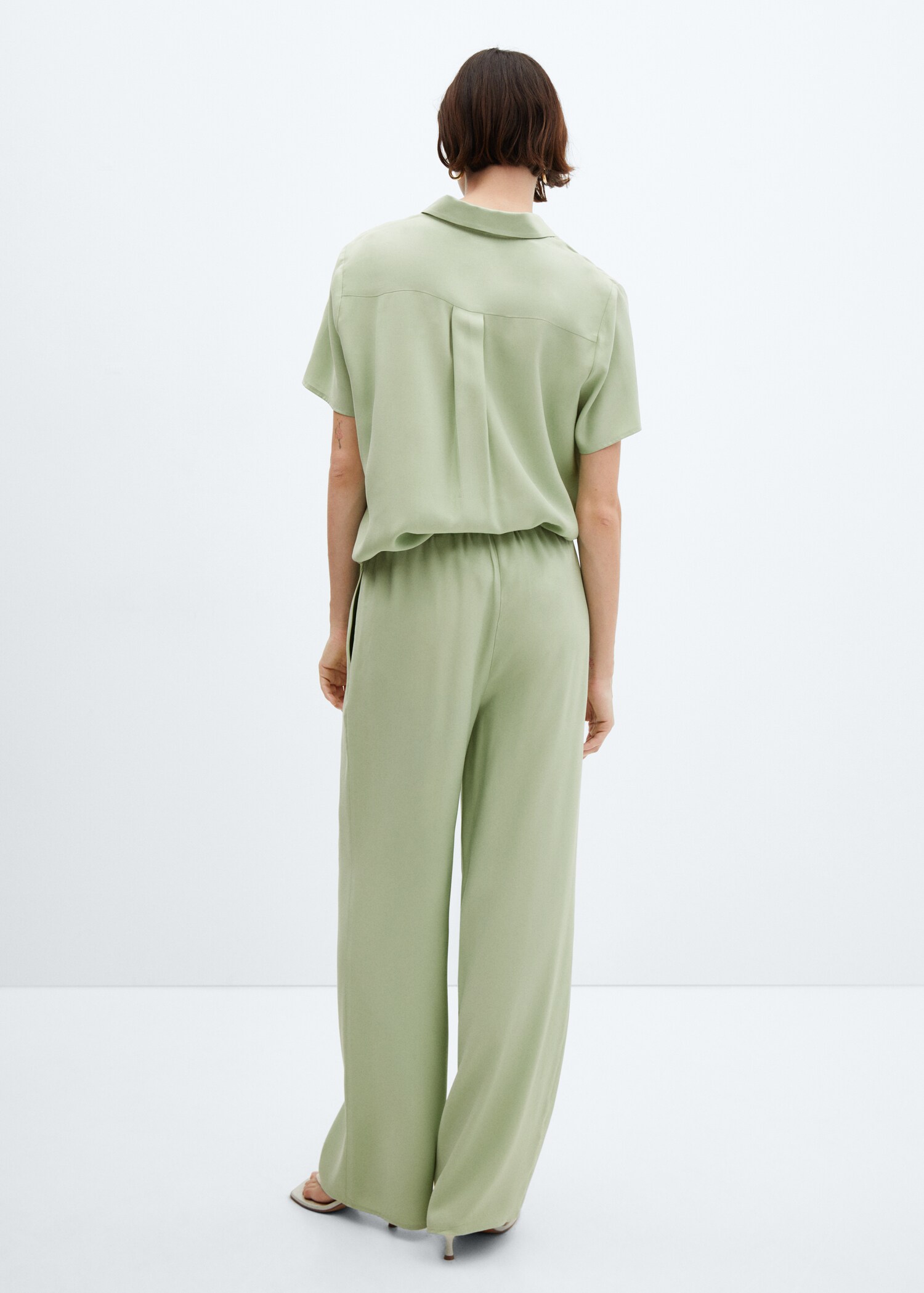 Wideleg trousers with elastic waist - Reverse of the article