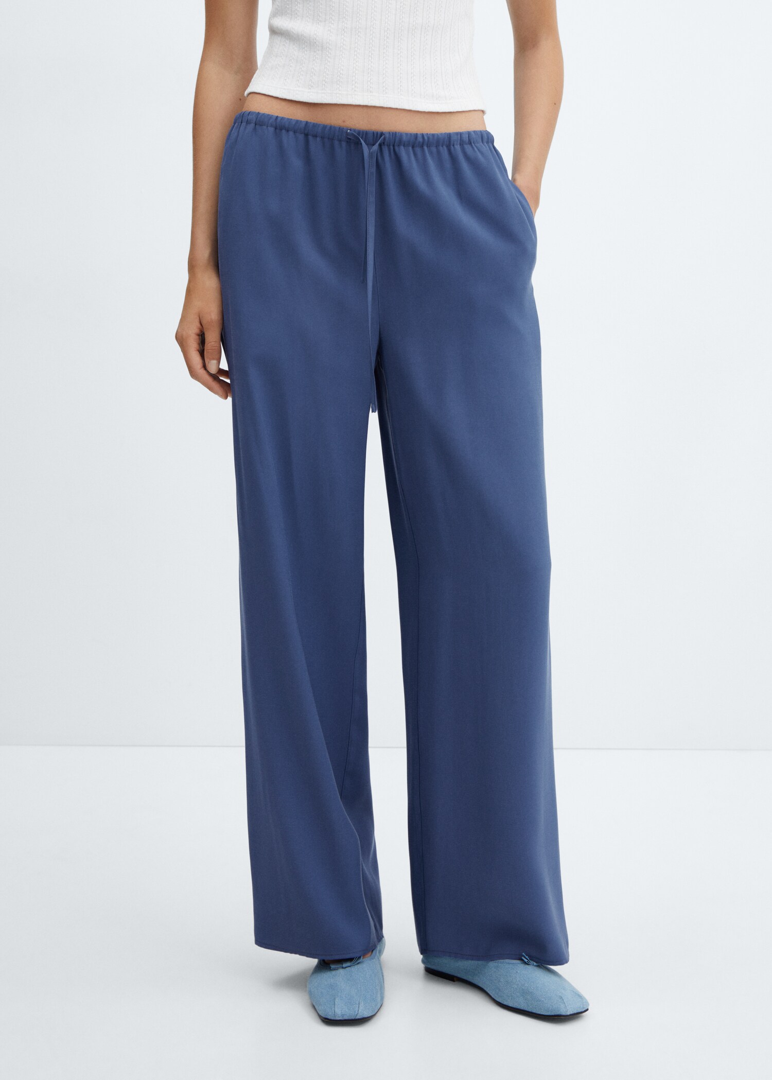 Wideleg trousers with elastic waist - Medium plane