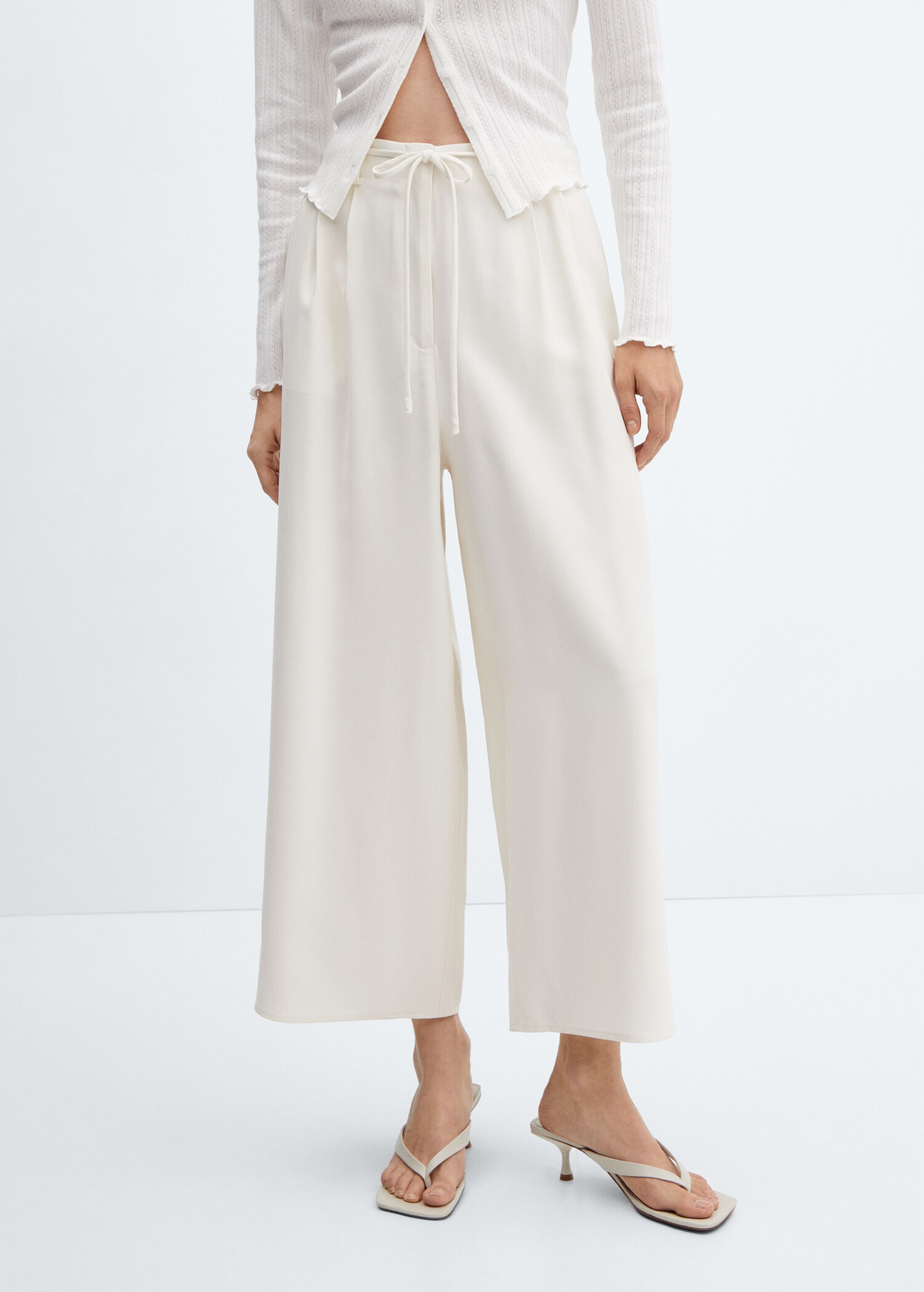 Wideleg trousers with belt - Medium plane