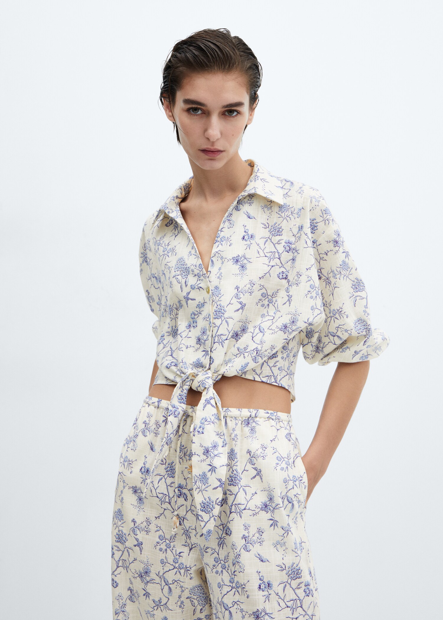 Printed cotton trousers - Details of the article 1