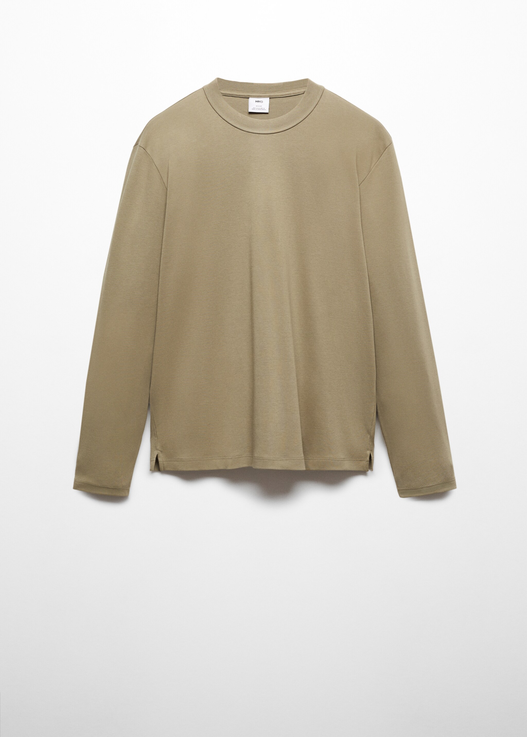 100% cotton long-sleeved t-shirt - Article without model, Olive Green. Ref: 67080438-00.