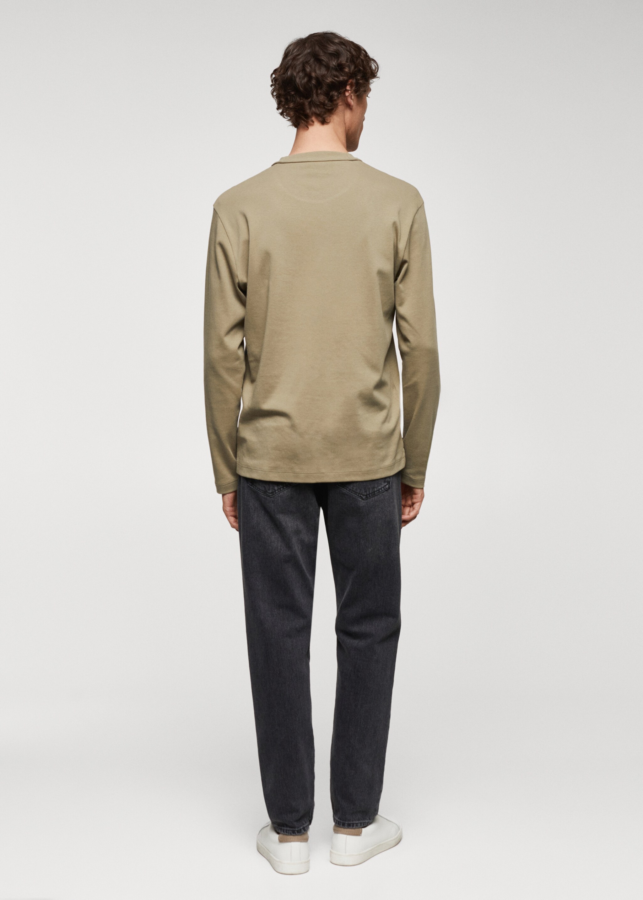 100% cotton long-sleeved t-shirt - Reverse of the article, Olive Green. Ref: 67080438-00.