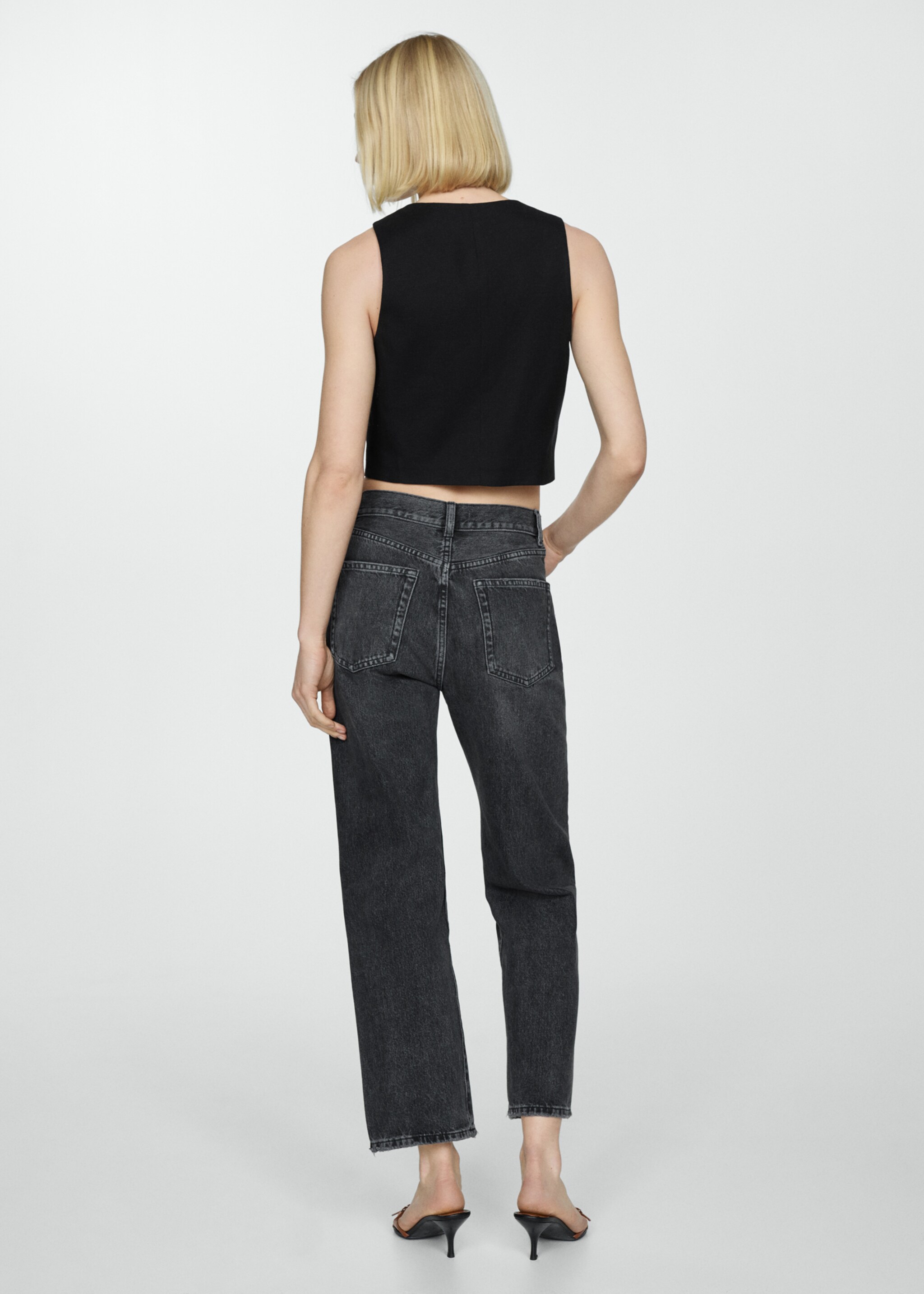 Straight jeans with forward seams - Reverse of the article, Black denim. Ref: 67080449-00.