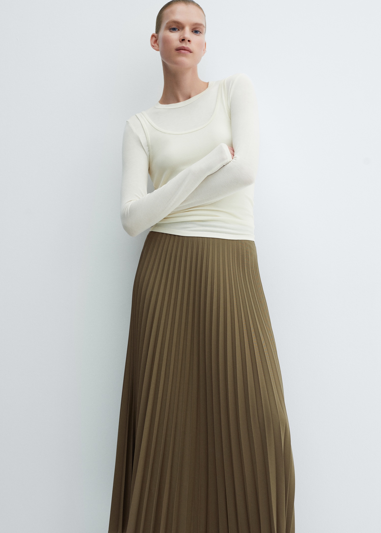 Pleated Maxi Skirt Gold Pleated Skirt 50s Pleated Long Skirt Women