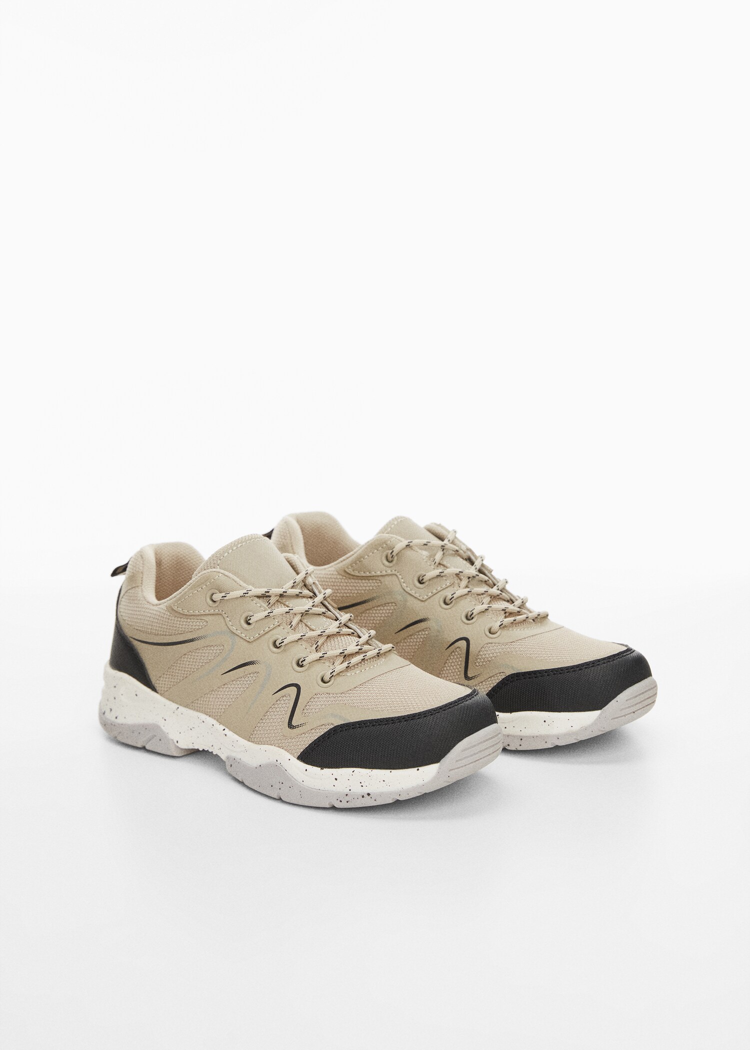 Lace-up mixed sneakers - Medium plane
