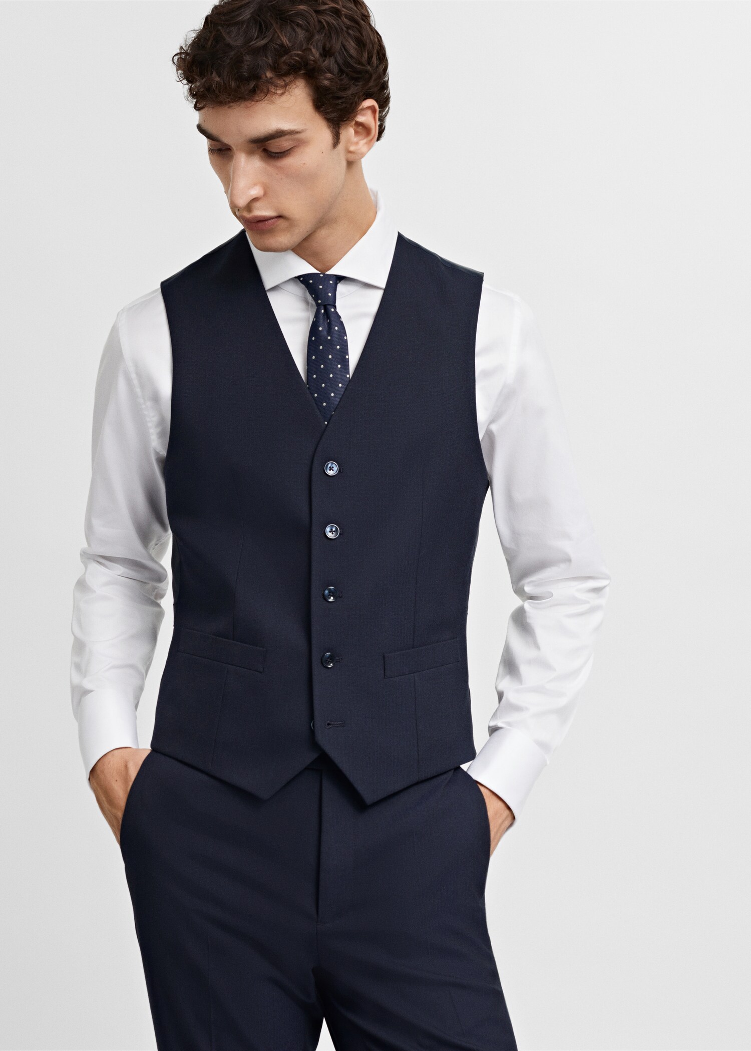 Slim-fit suit waistcoat - Medium plane