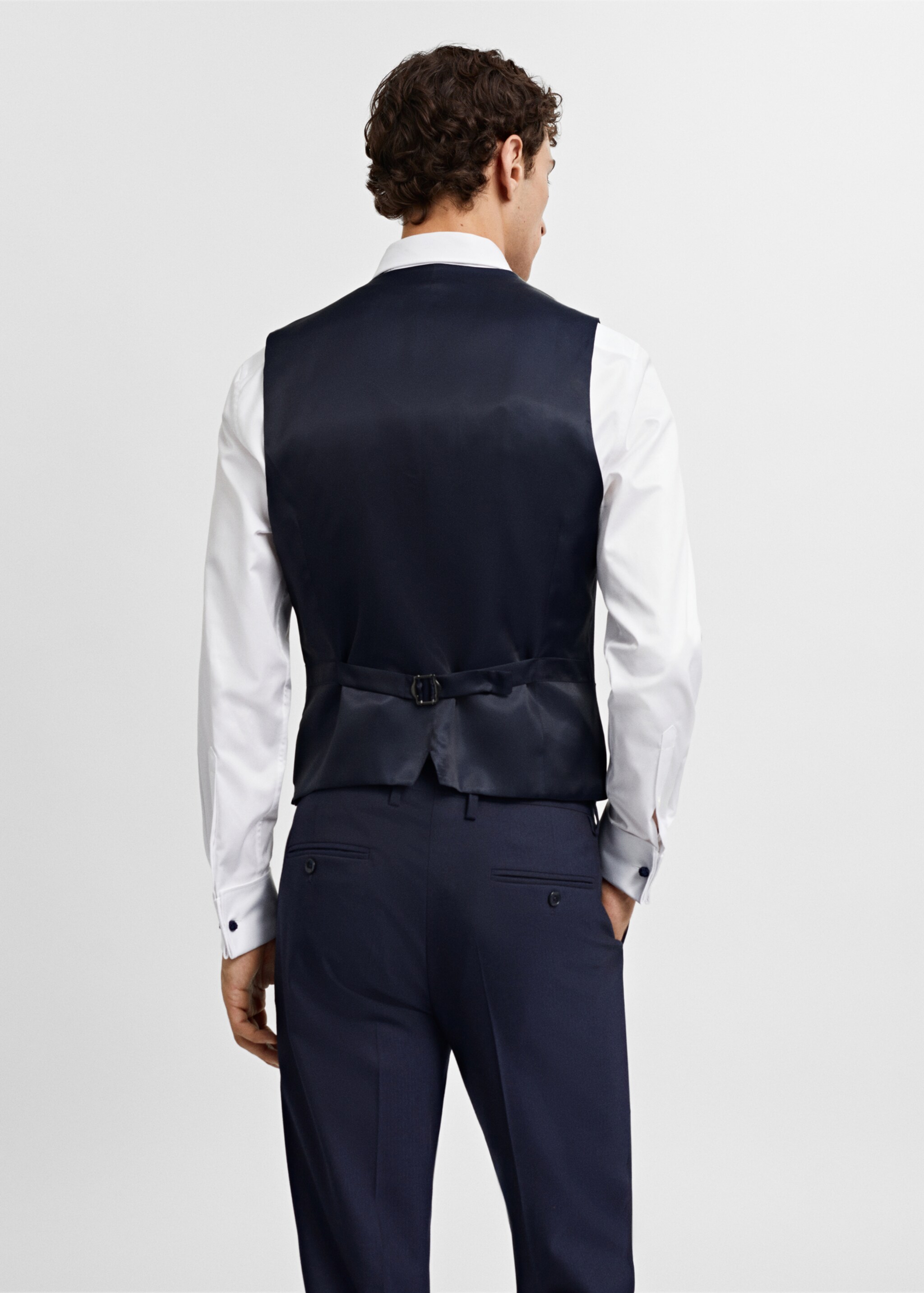 Slim-fit suit waistcoat - Reverse of the article, Navy. Ref: 67080619-00.