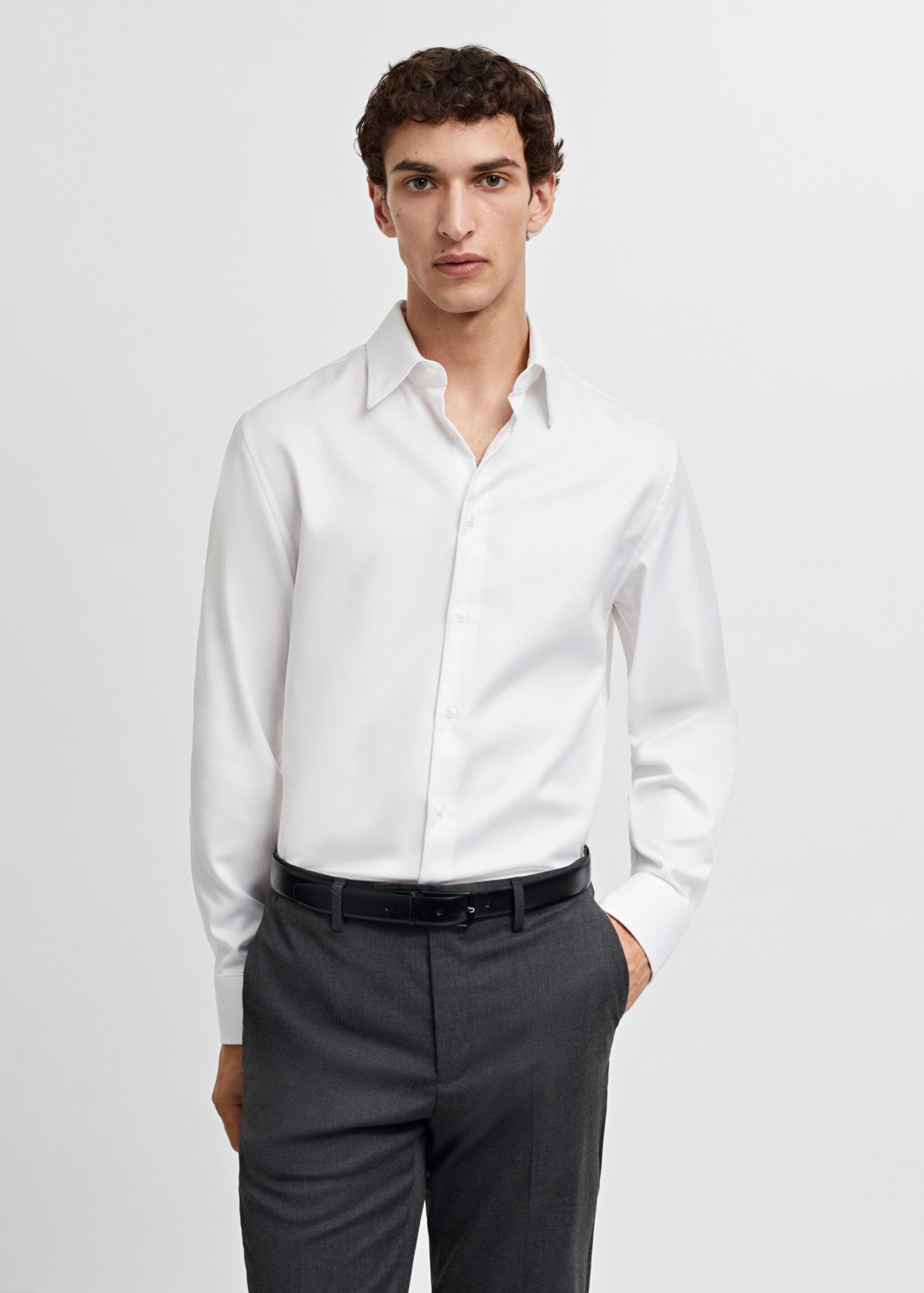 Regular-fit structured suit shirt - Medium plane