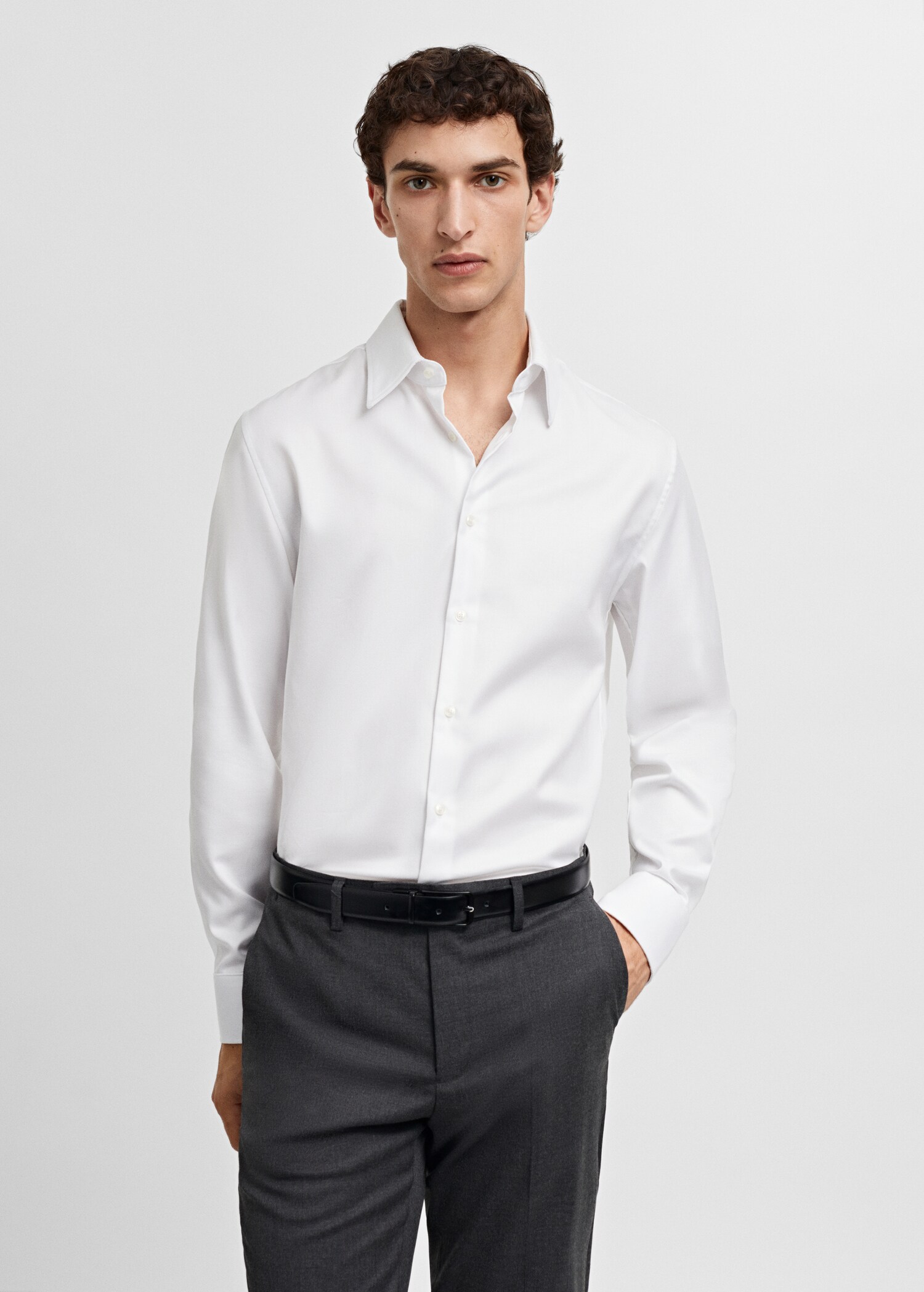 Regular-fit structured suit shirt - Medium plane