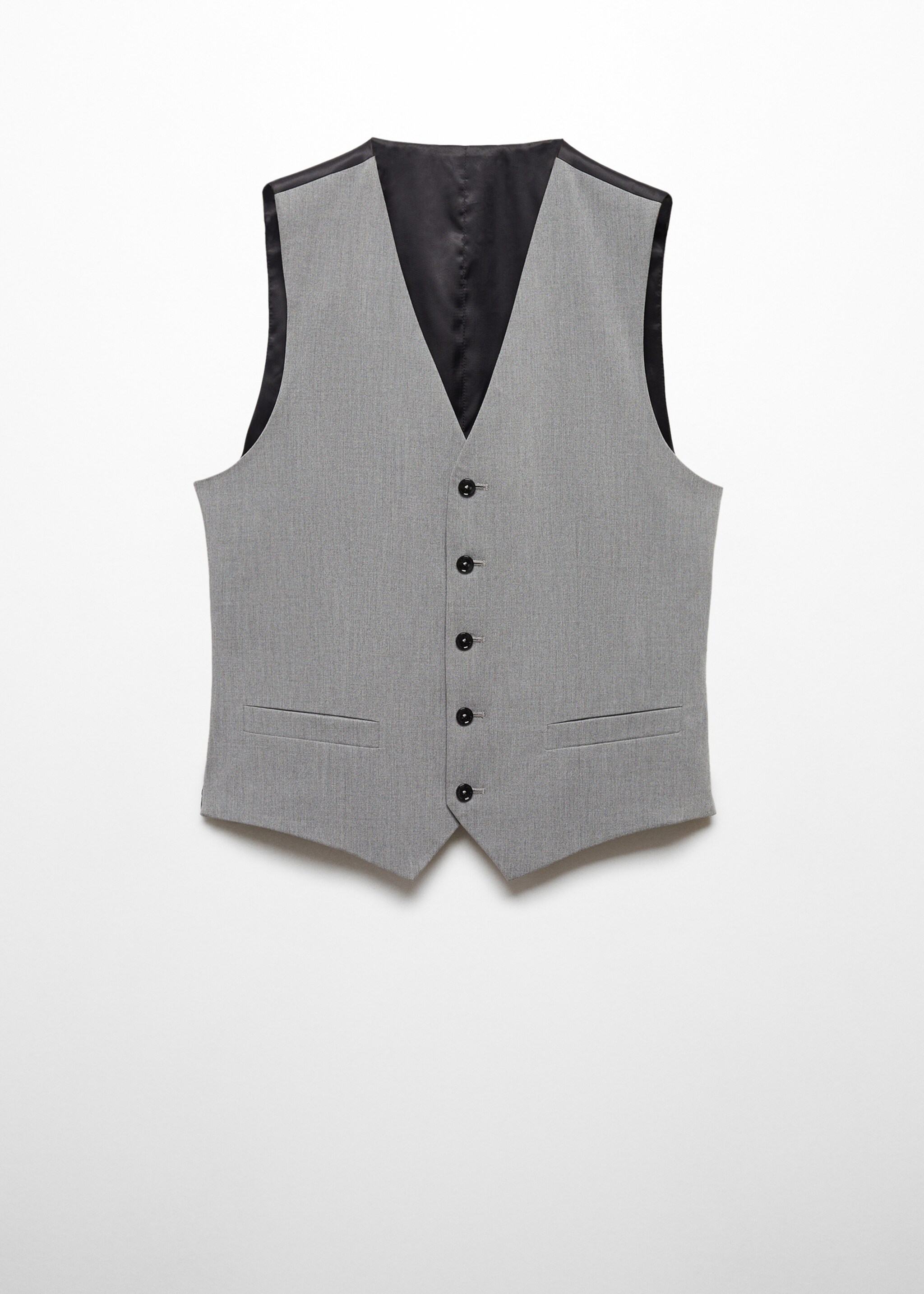 Super slim-fit stretch-fabric suit vest - Article without model, Grey. Ref: 67080624-00.
