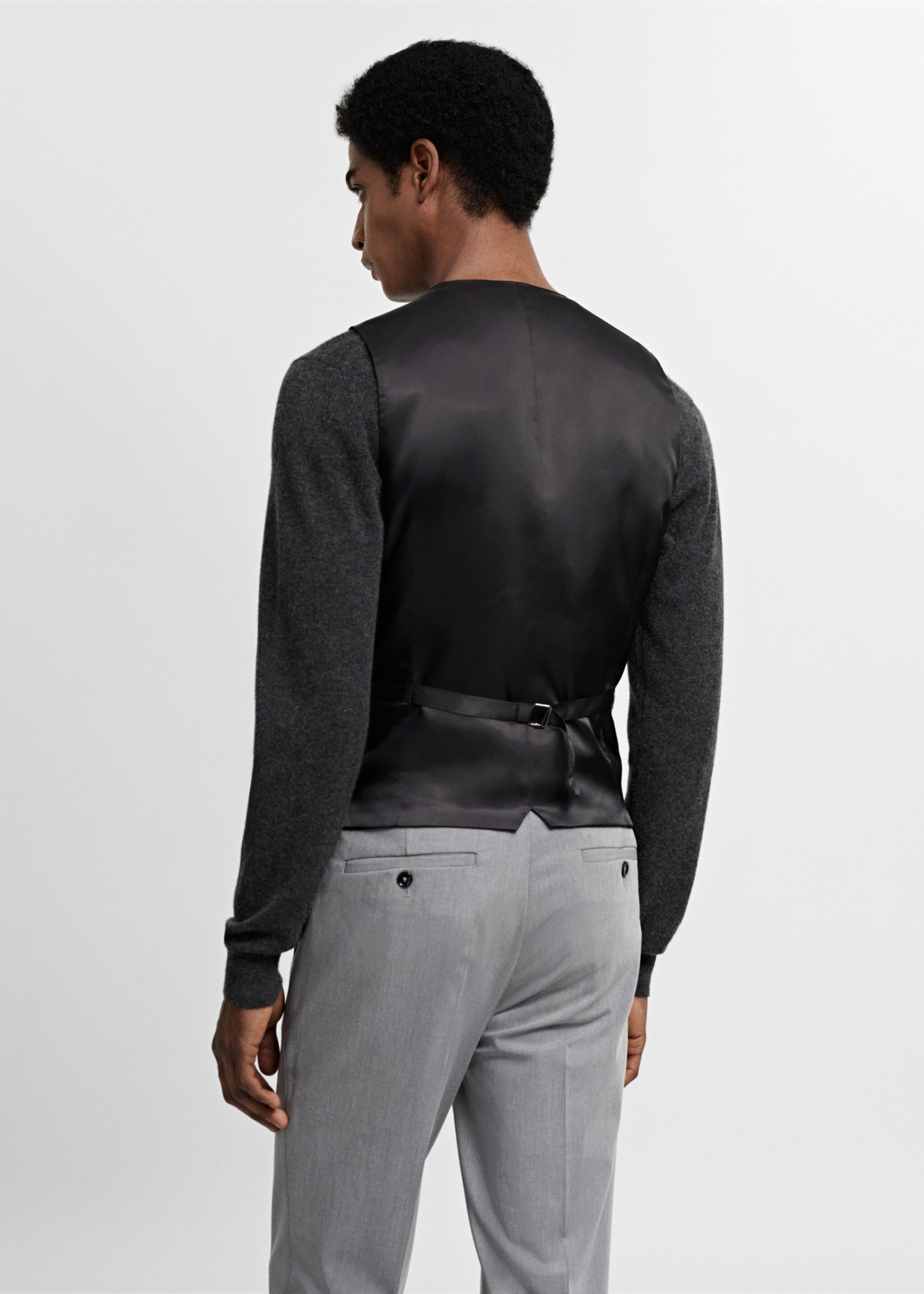 Super slim-fit stretch-fabric suit vest - Reverse of the article, Grey. Ref: 67080624-00.