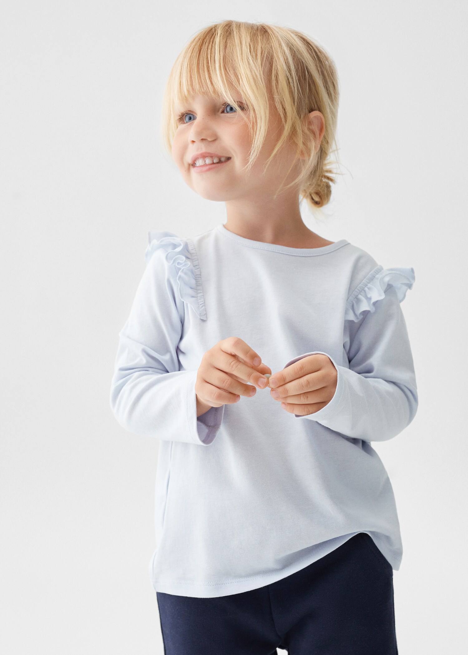 Tričko s dlouhým rukávem a volány - Náhled ve středové rovině