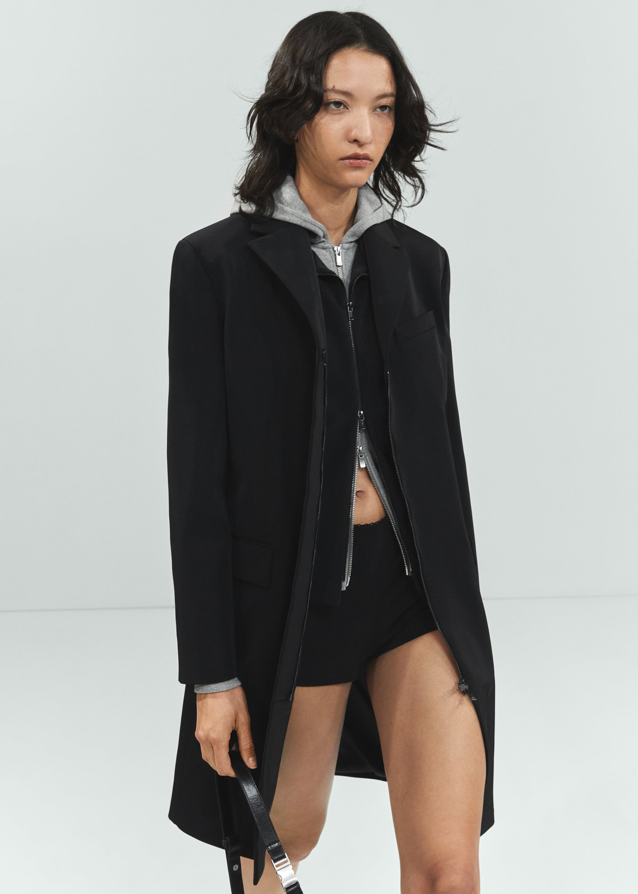Manteau droit fermeture Éclair - Plan moyen