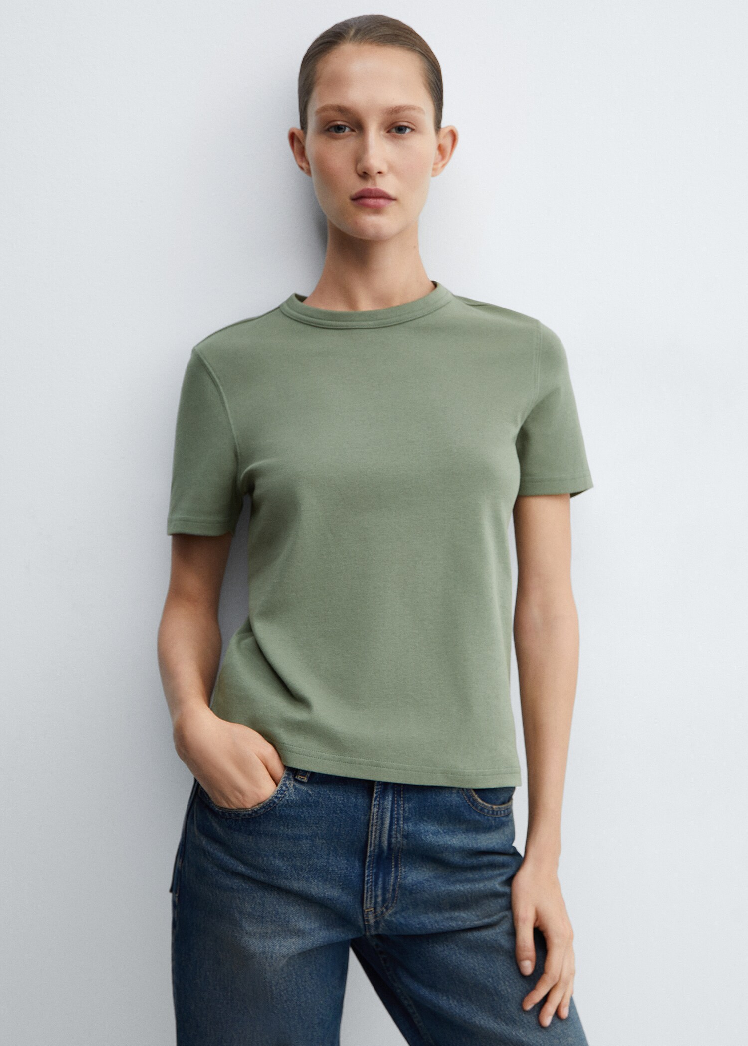 Premium-Baumwoll-T-Shirt - Mittlere Ansicht