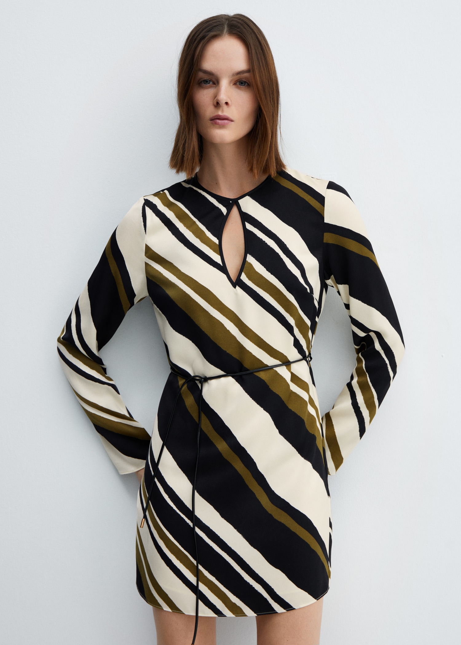 Belt striped dress Women MANGO OUTLET USA - Main Image