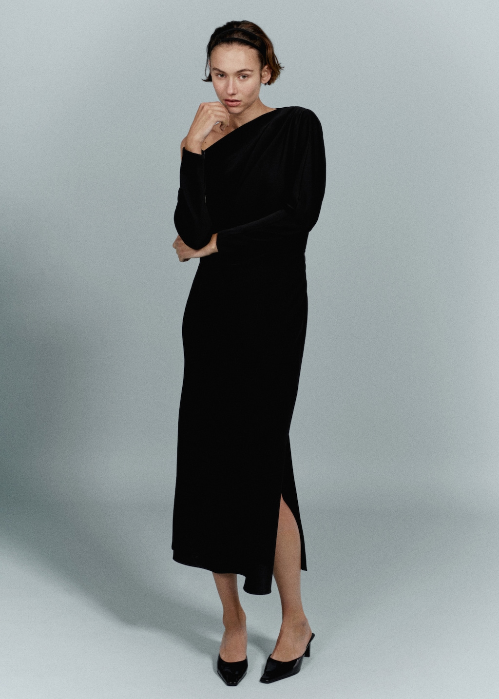 Asymmetrical dress with slit - Women | MANGO OUTLET USA