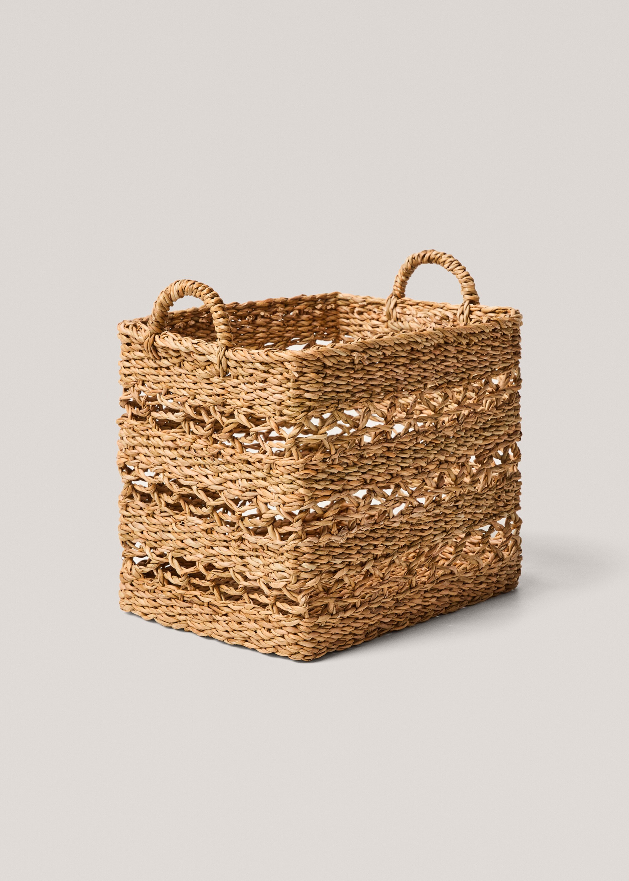 Cesta fibras naturales asas 35x27cm - Detalle del artículo 1, Marrón. Ref: 67084040-00.